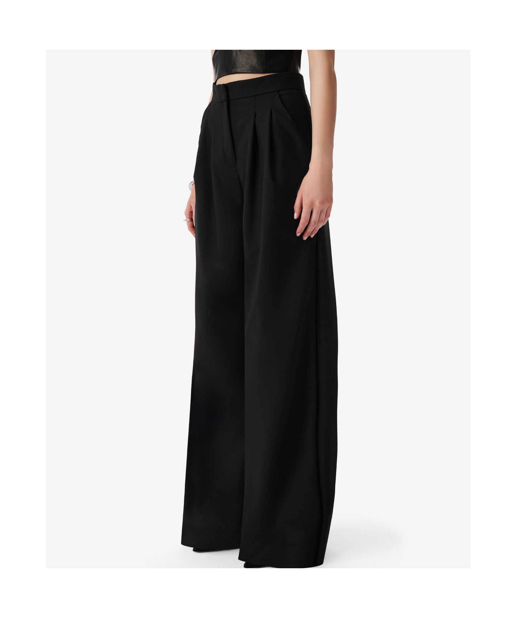 Iro Womens Bla01 Jeon Pleated Wide-leg Mid-rise Wool-blend Trousers In Black