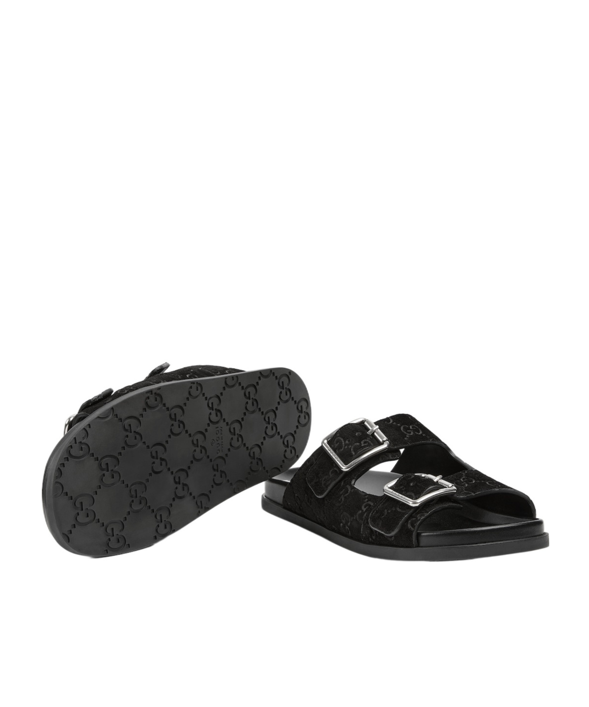 Gucci Rhein Open Suede Leather Sandals In Black