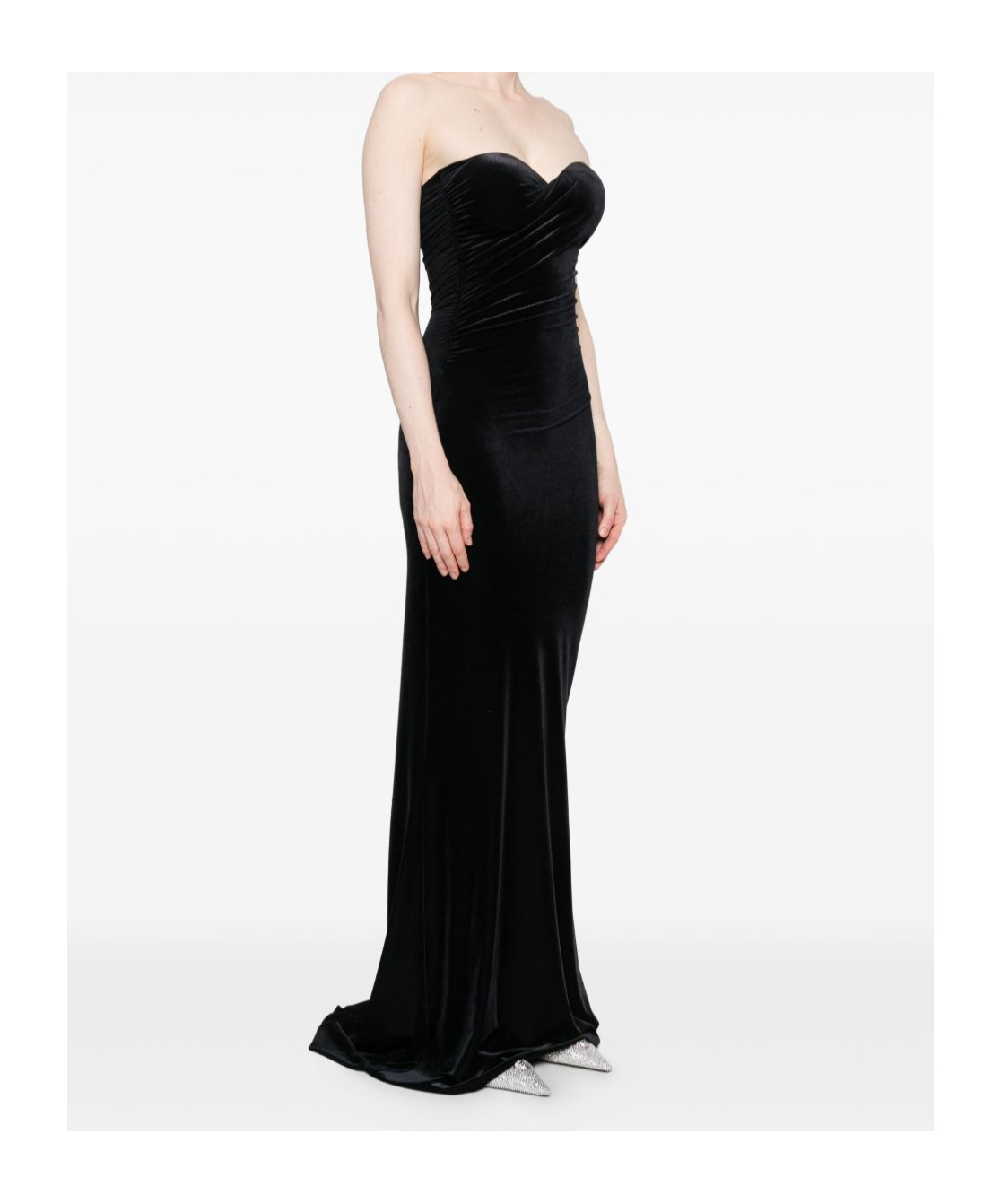 Amazuìn Julien Velvet Long Dress In Black