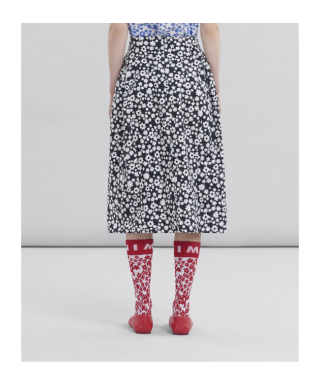 Marni Floral Print Midi Dress In Gray
