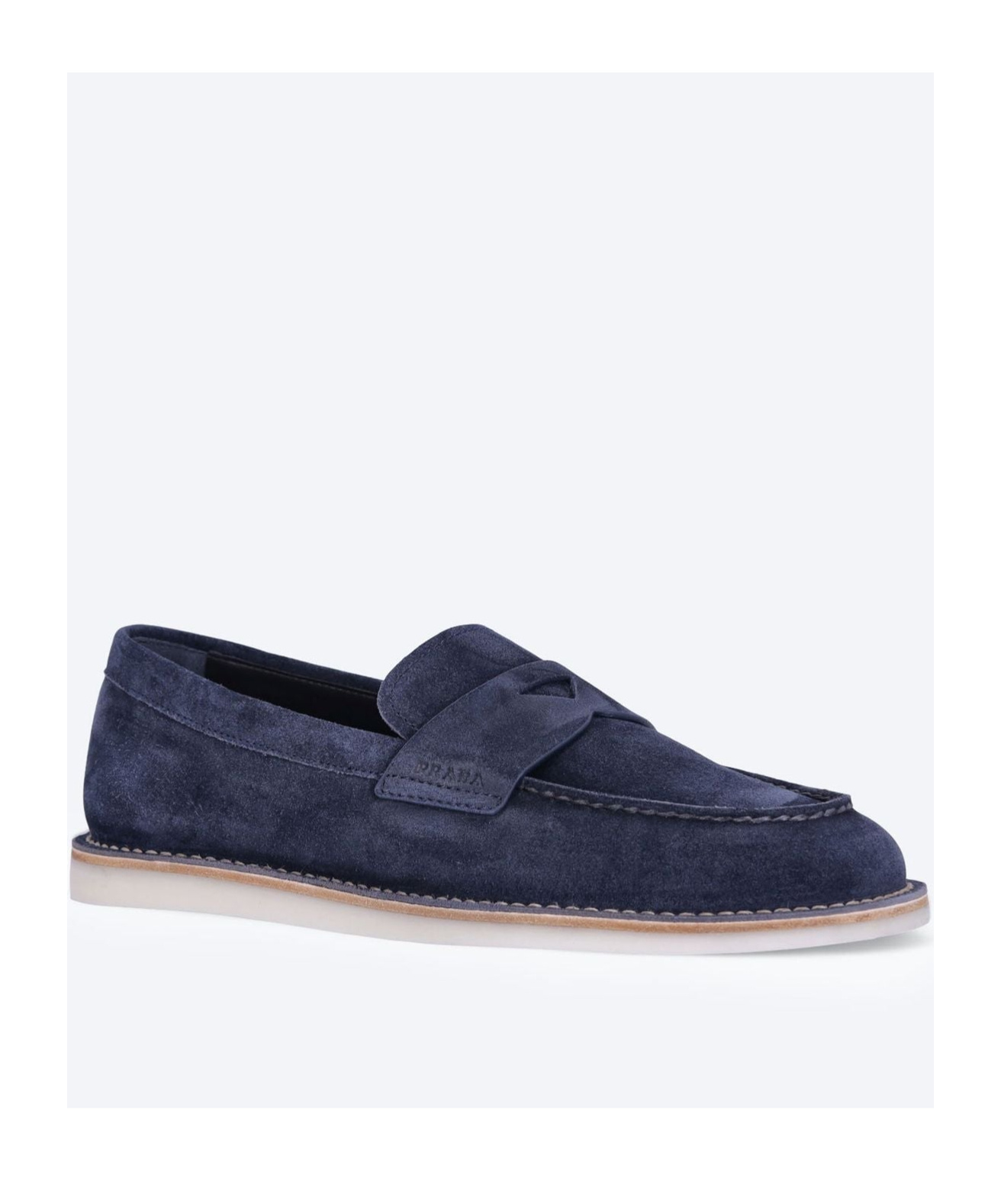 Prada Round Toe Loafers In Blue