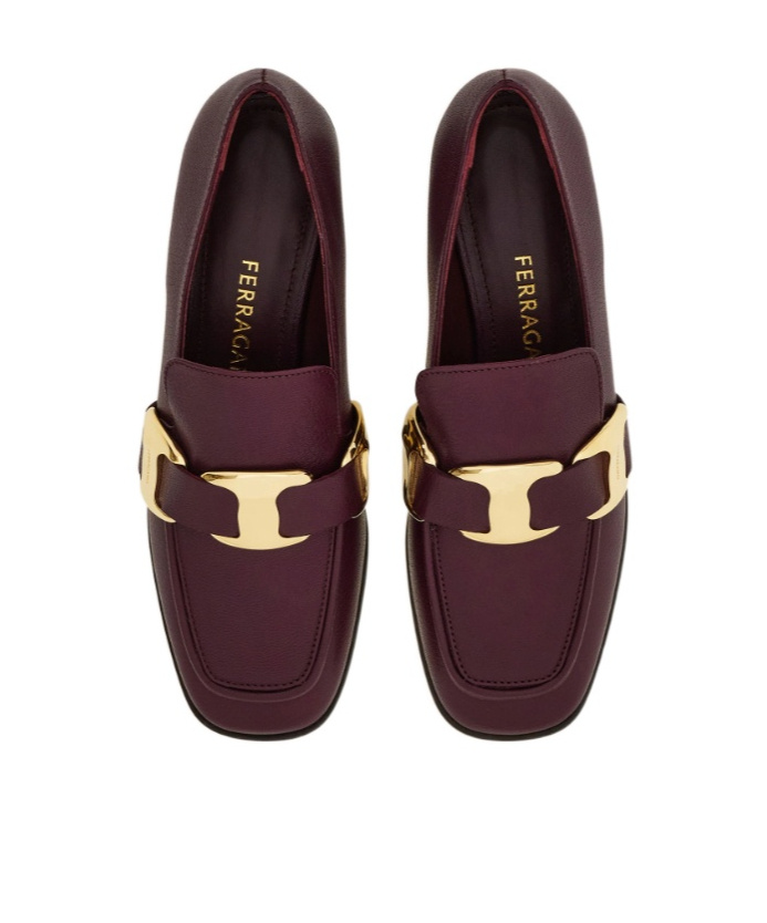Ferragamo Limania Maxi Vara Leather Loafers In Purple