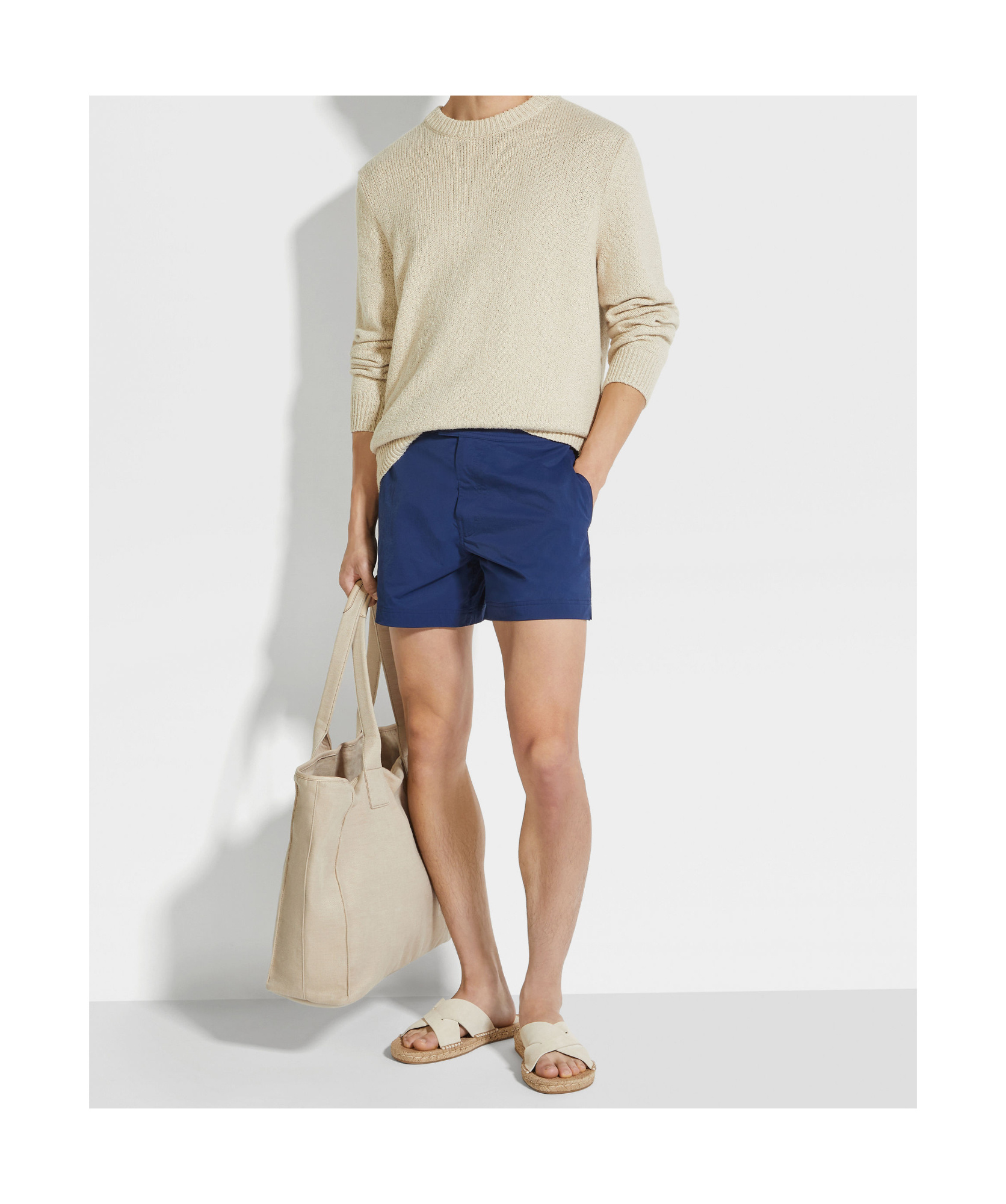 Zegna 232 Road Brand Mark Nylon Regular Fit Swim Trunks In Blue