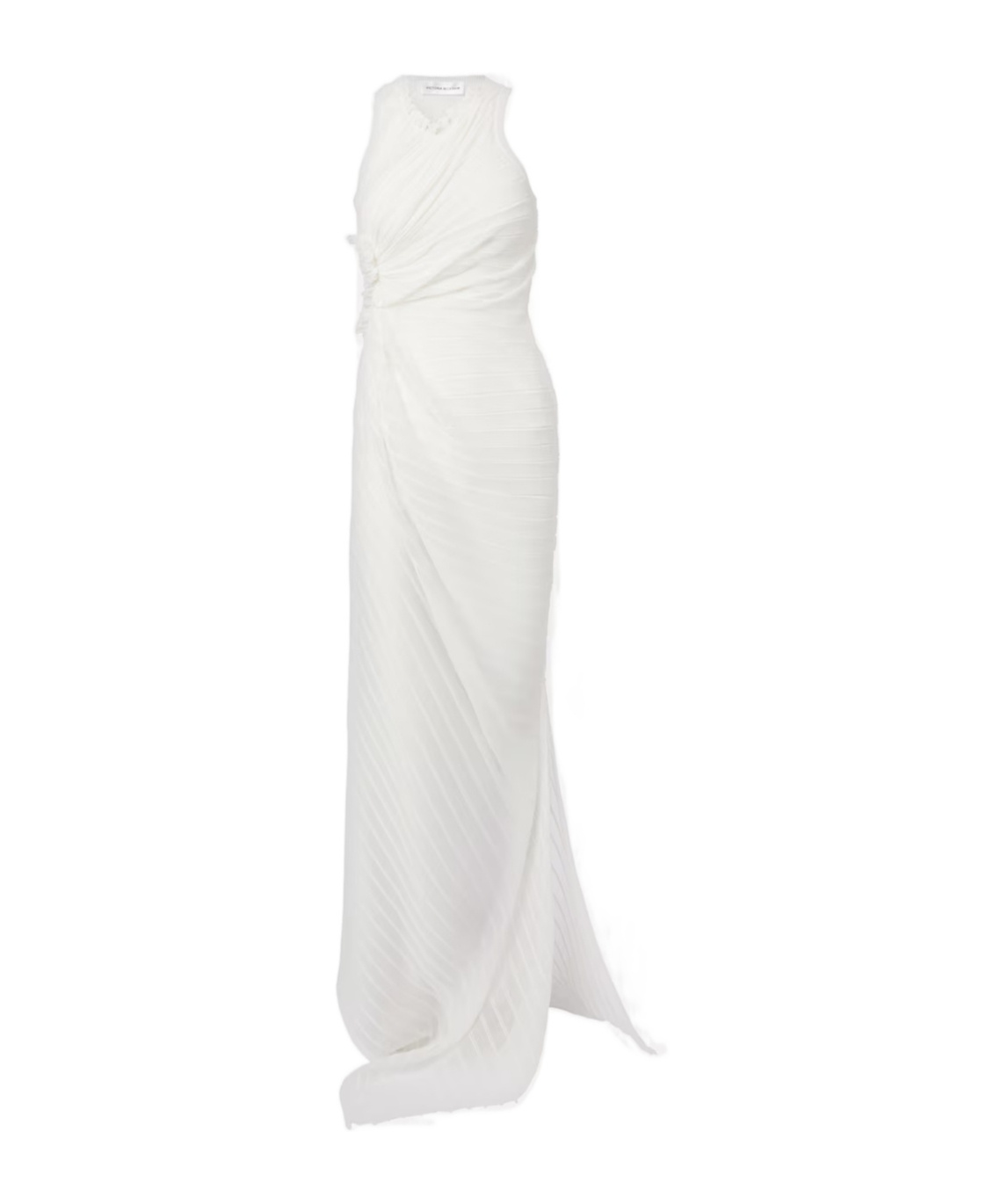 Victoria Beckham Gathered Cotton-blend Maxi Dress In White