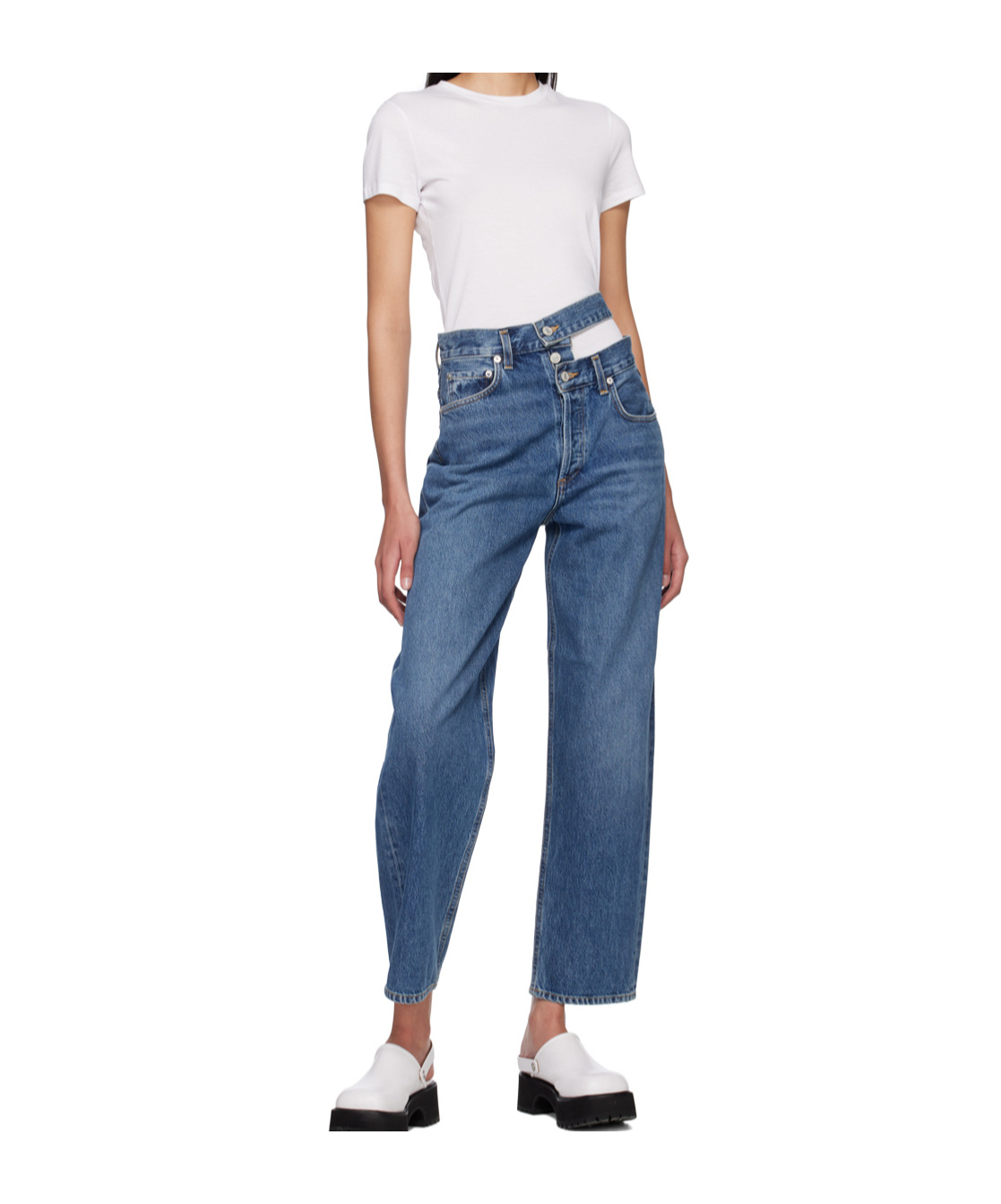 Agolde High Waist Denim Trousers In Blue