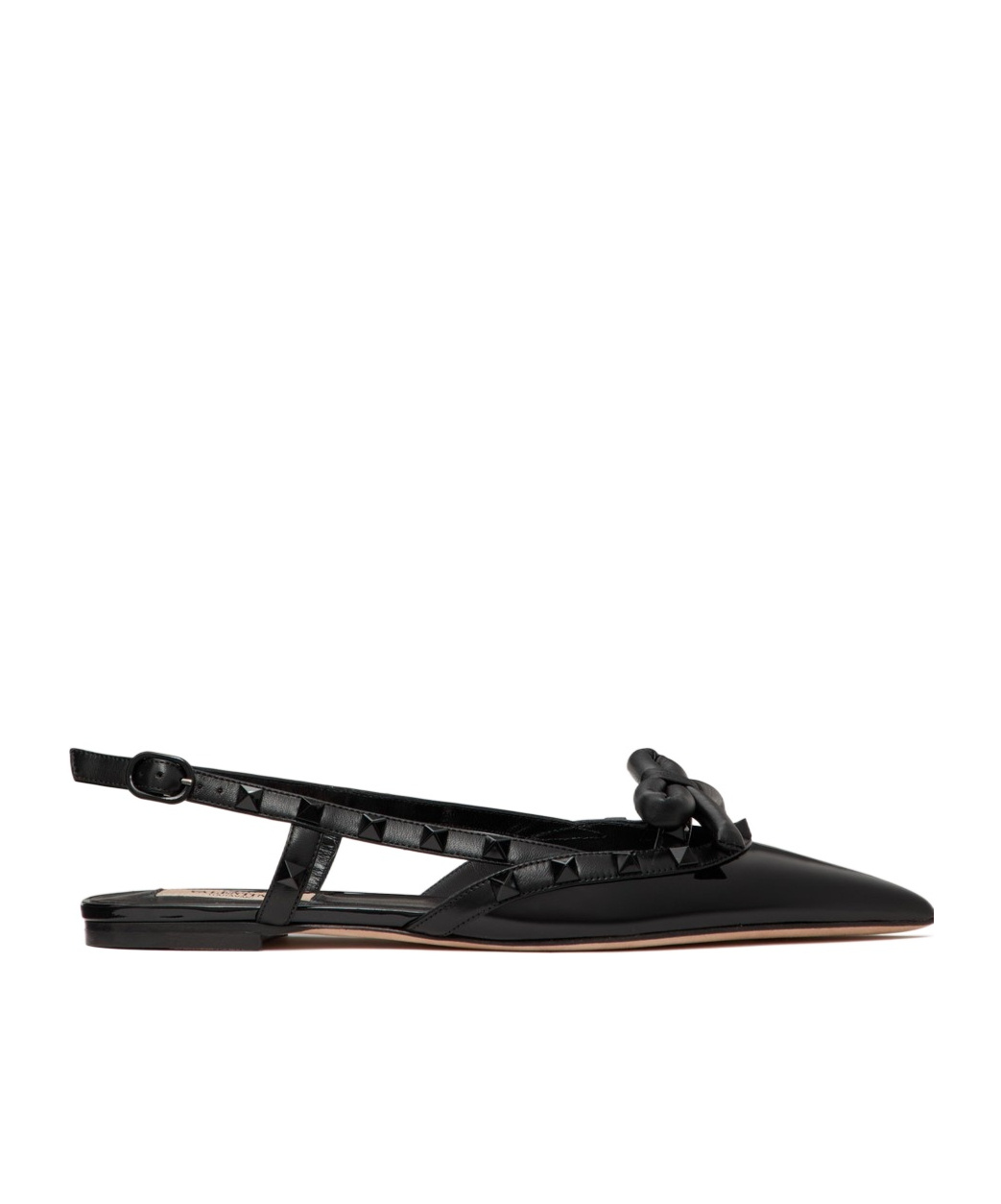 Valentino Rockstud Bow Slingback Ballerina In Patent Leather With Tone-on-tone Studs In Black