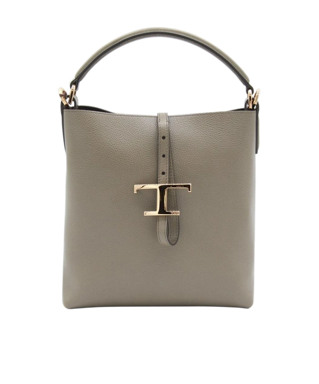 Tod's T-buckle Leather Shoulder Bag In Gray