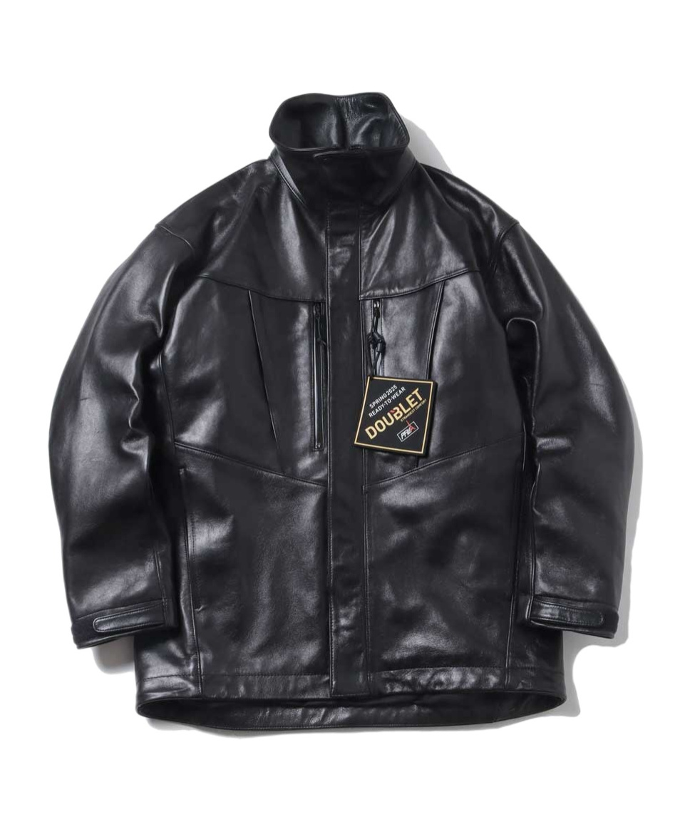 Doublet Panelled Leather Jacket In Black