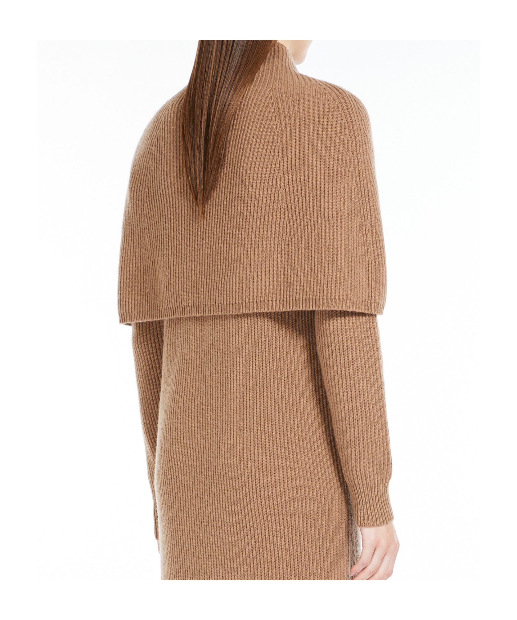Max Mara Giulio Wool And Cashmere Ribbed Cape In Brown