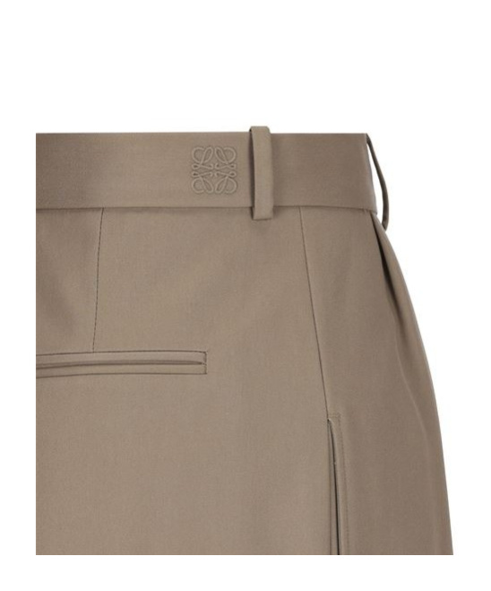 Loewe Pleated Trousers In Cotton And Silk In Brown