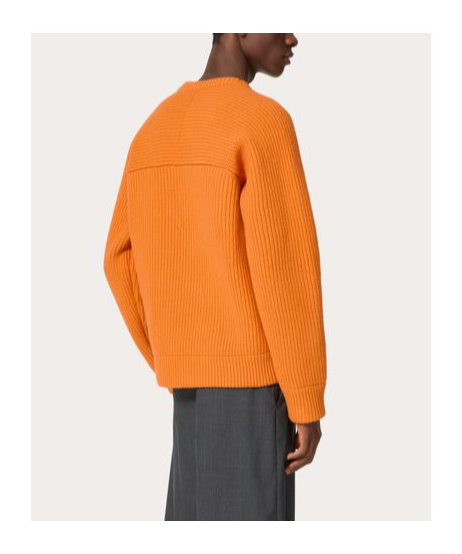 Valentino Wool Crewneck Jumper In Orange