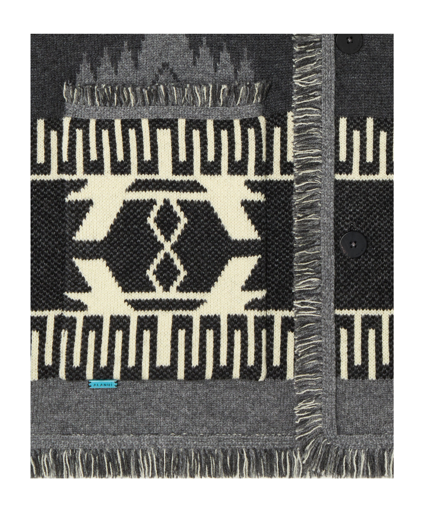 Alanui Icon Jacquard Fringed Cardigan In Black