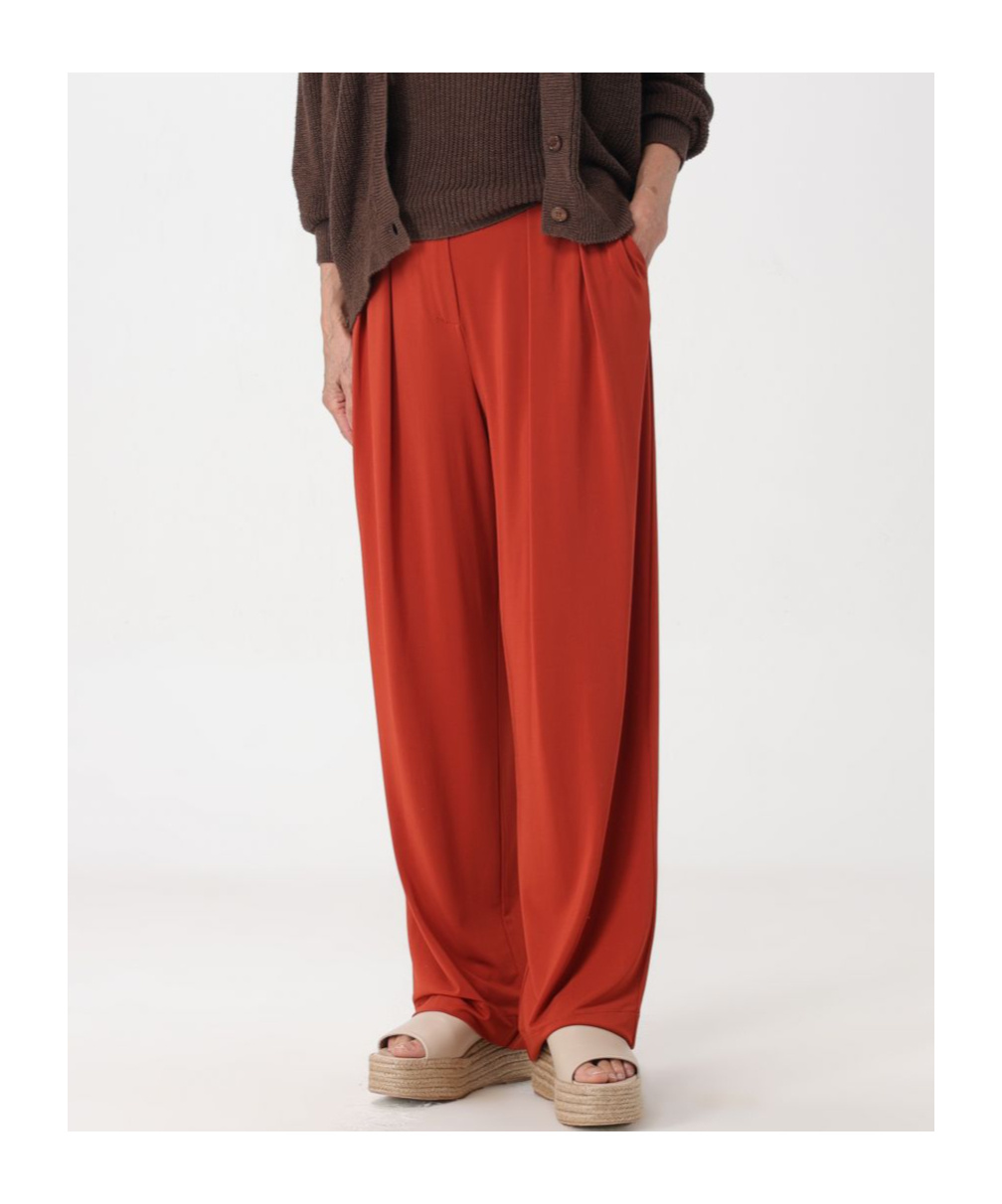 Max Mara Plain Knit Crepe Trousers In Red