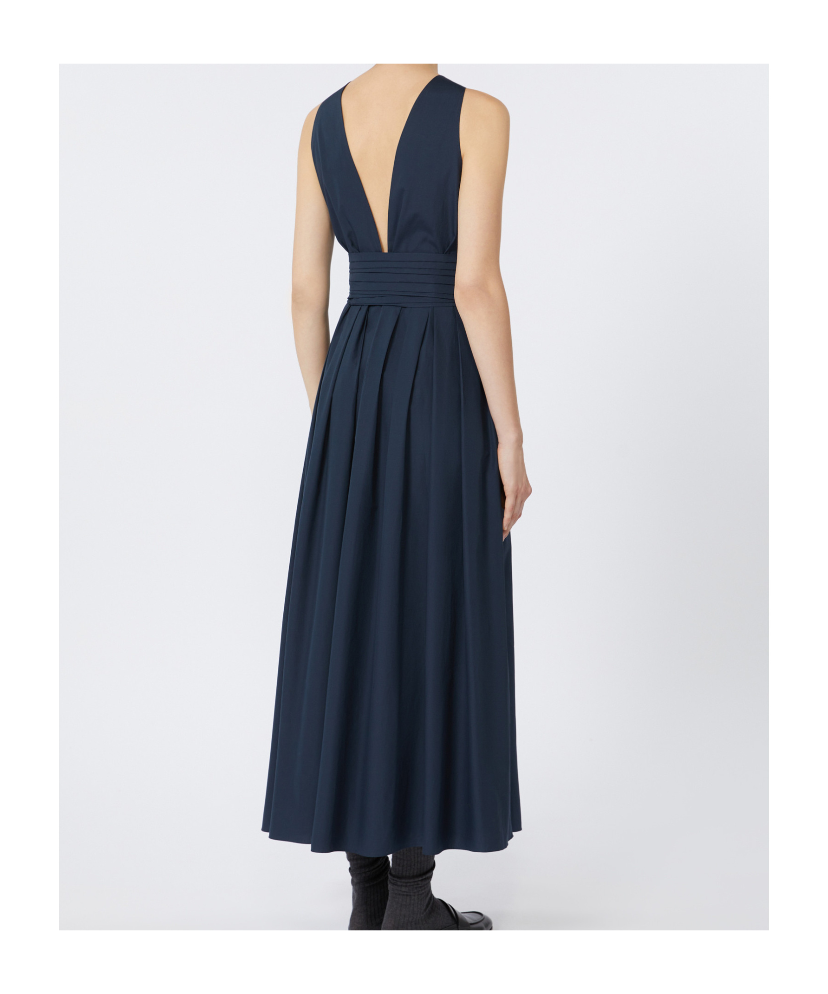 Max Mara Sleeveless Washed Cotton Dress In Blue