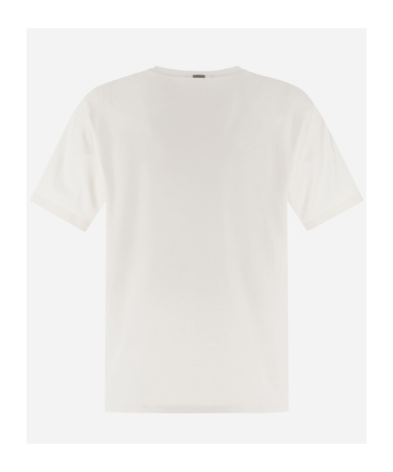 Herno Men Resort T-shirt In Cotton And Light Stretch Nylon In White