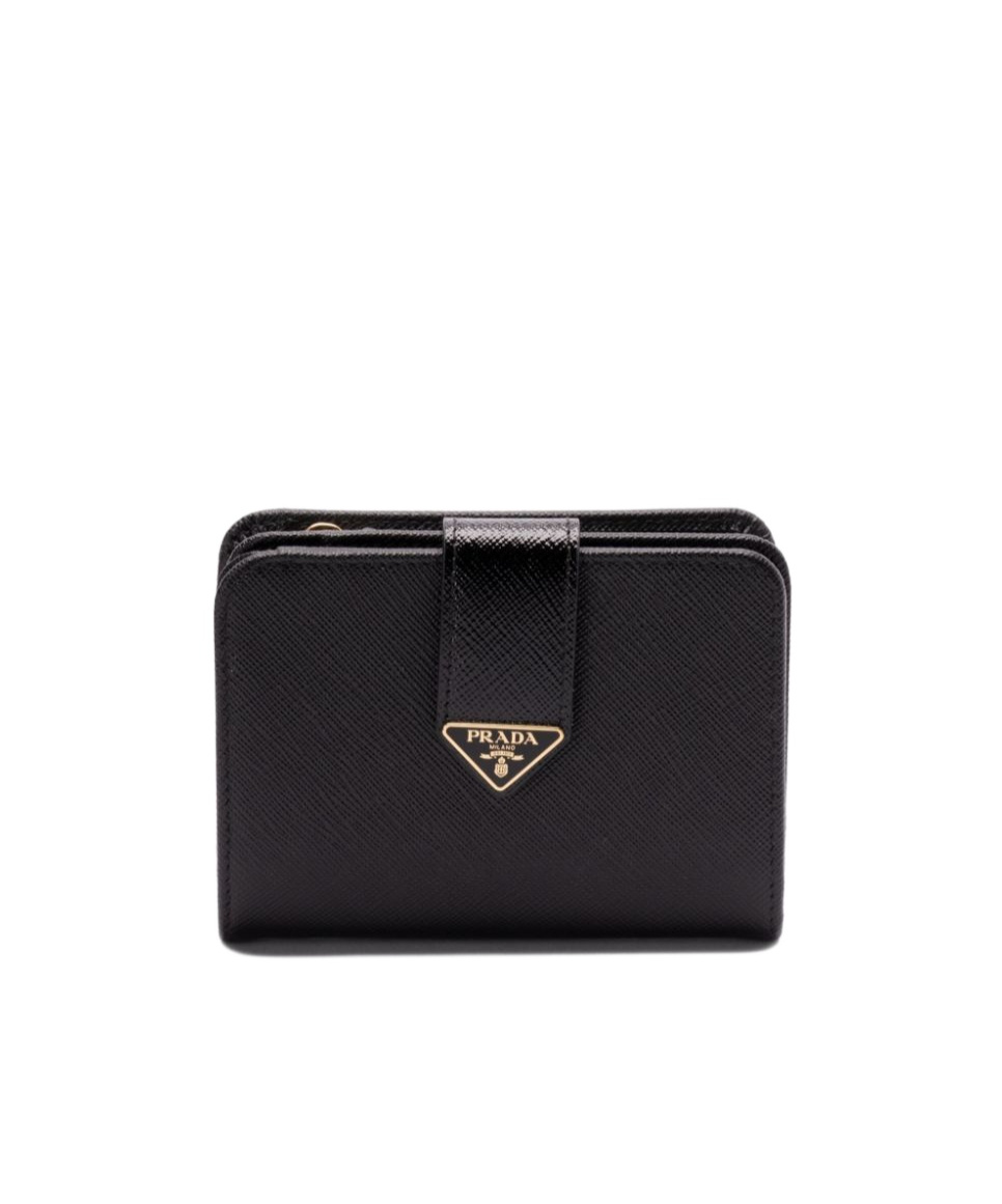 Prada Triangle-logo Bi-fold Wallet In Black