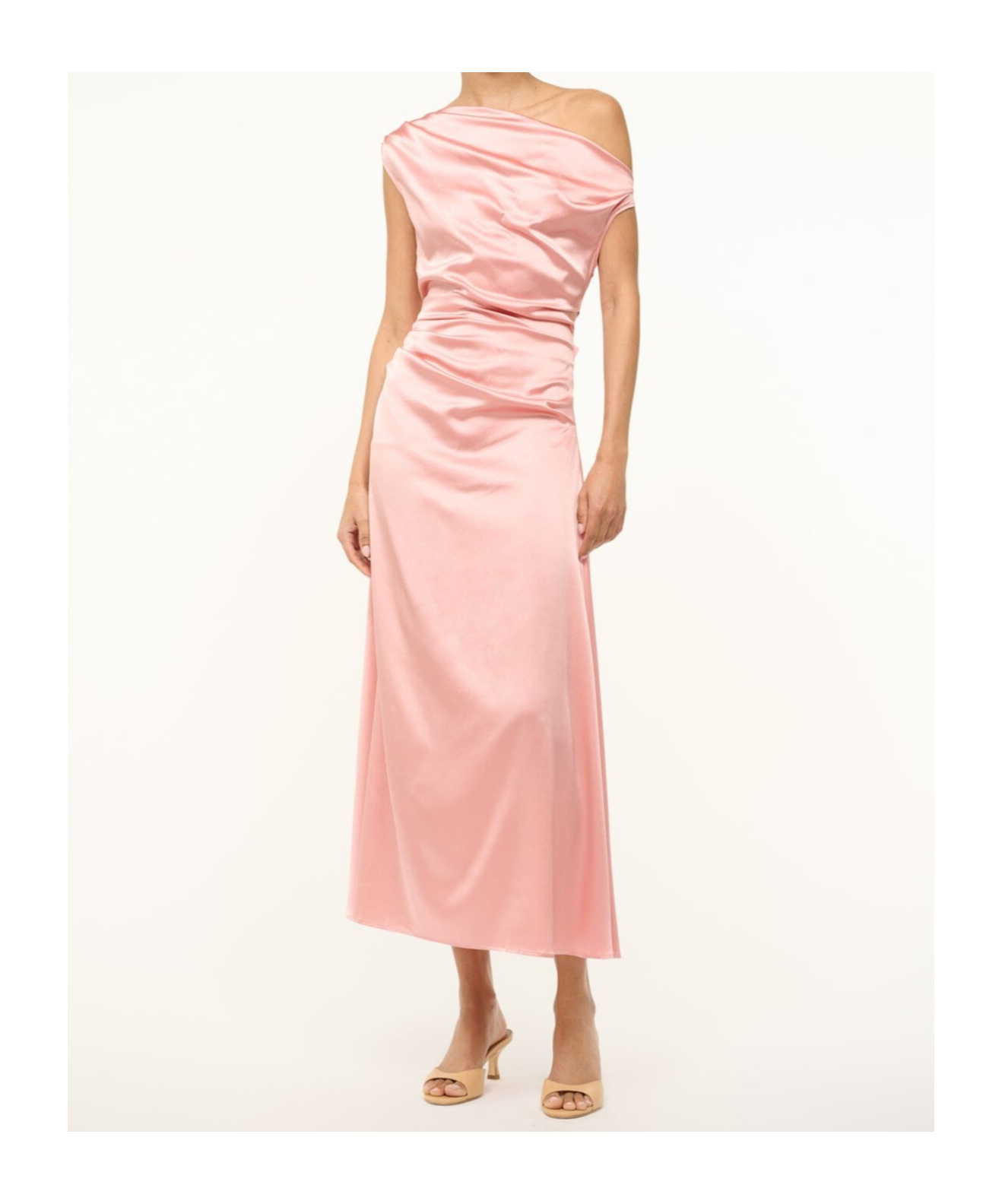 Staud Phare Draped Silk-blend Midi Dress In Pink