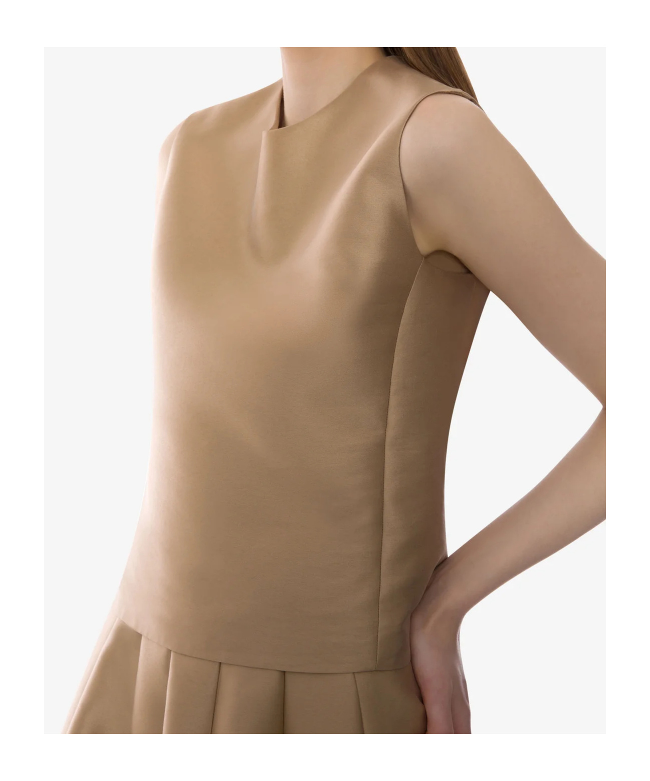 Alberta Ferretti Mikado Sleeveless Tank Top In Brown