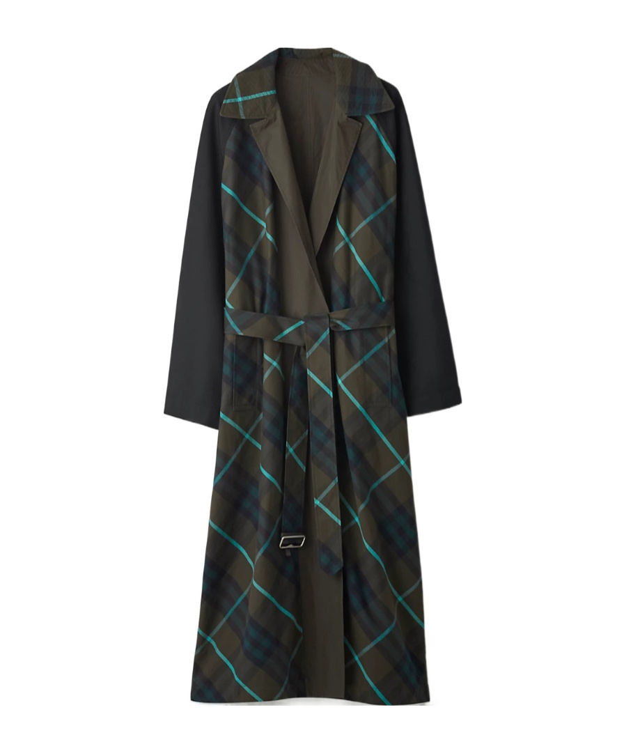 Burberry Check-plaid Reversible Trench Coat In Black