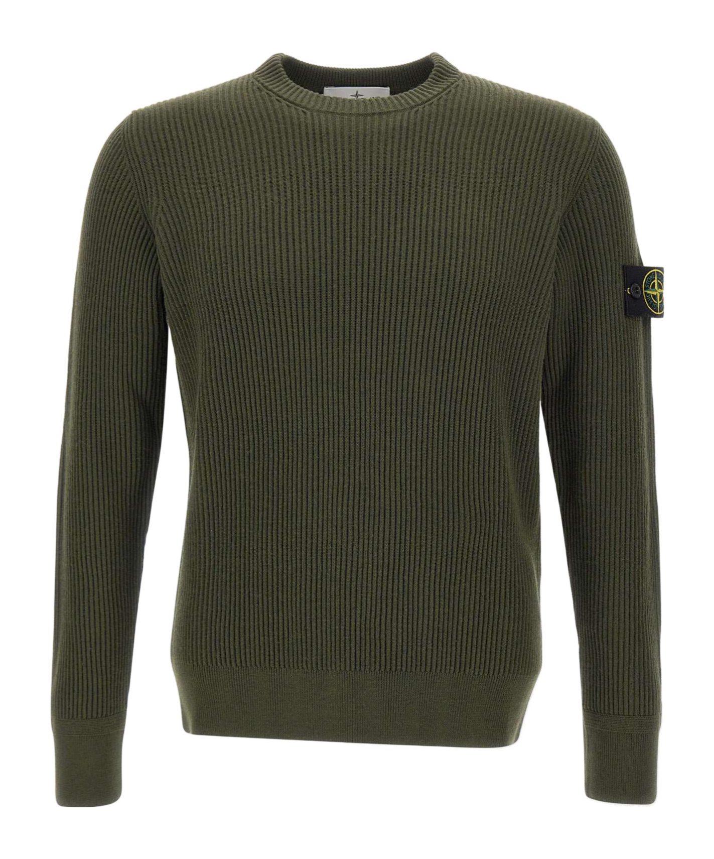 Stone Island 5100053 Ribbed-knit Crew-neck Sweater In Green