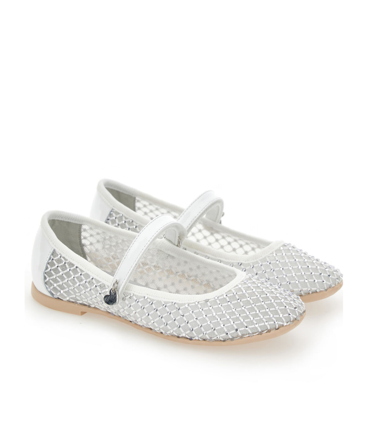 Monnalisa Crystal-embellished Ballet Flats In White