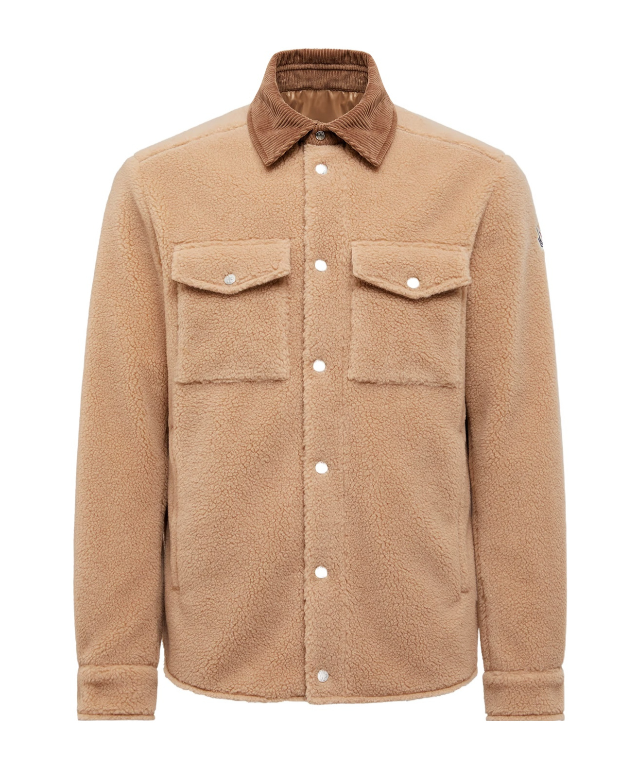 Moncler Teddy Corduroy-trimmed Shirt Jacket In Brown