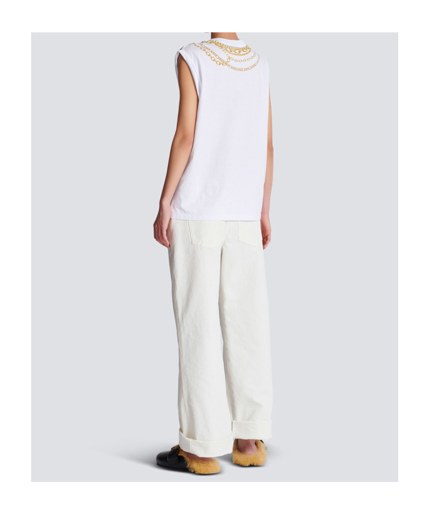 BALMAIN TROMPE-L'ŒIL-STYLE COLLIER PRINT VEST TOP