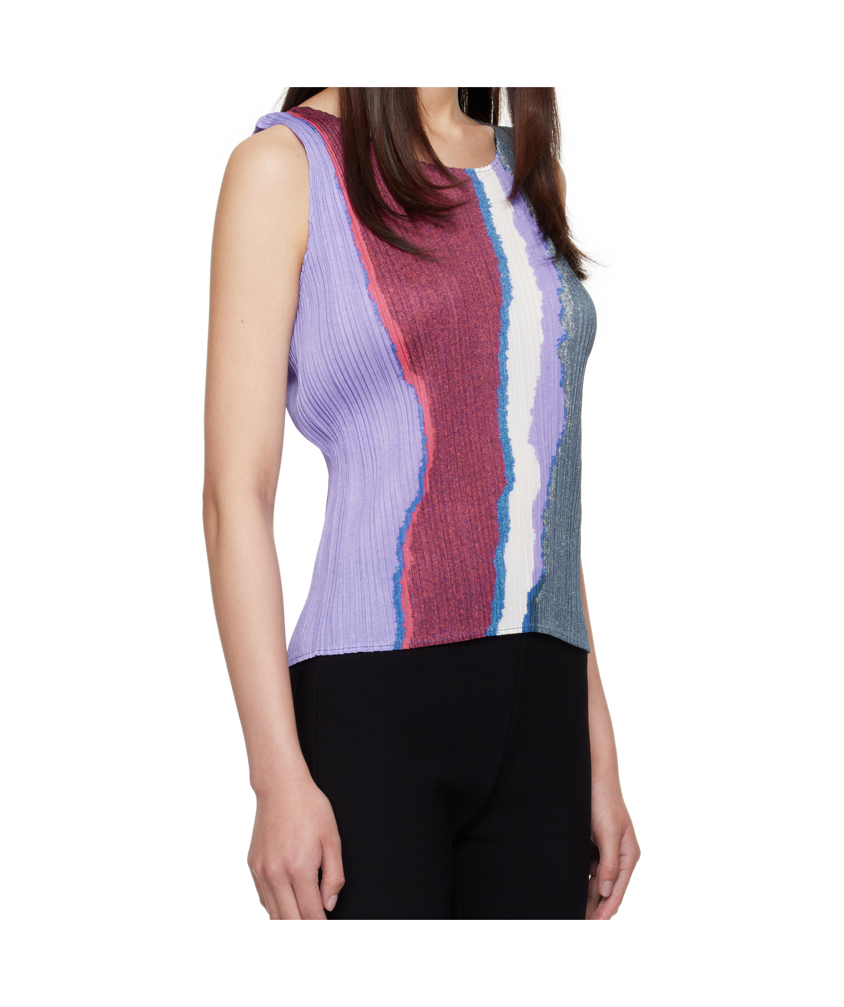 Issey Miyake Blue May Grainy Colors Tank Top In Multi