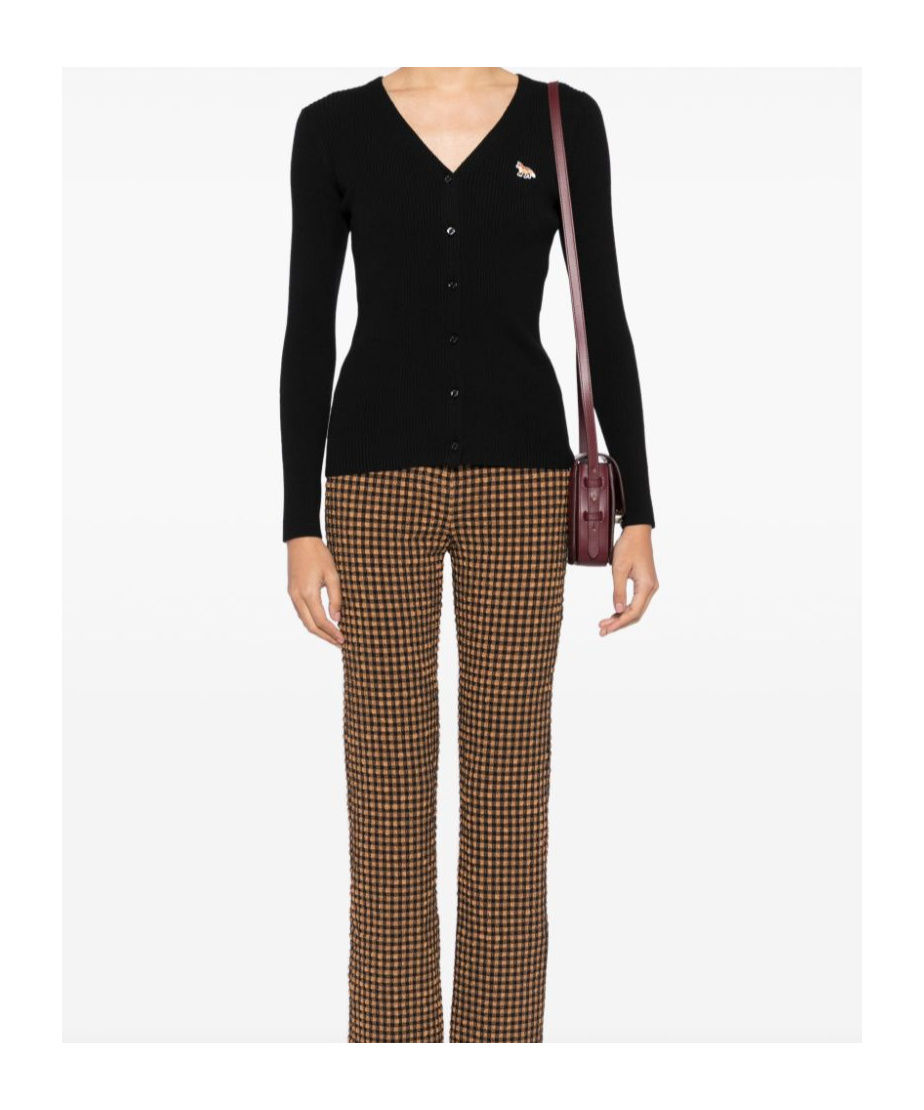 Shop Maison Kitsuné Baby Fox Patch Cardigan In Black