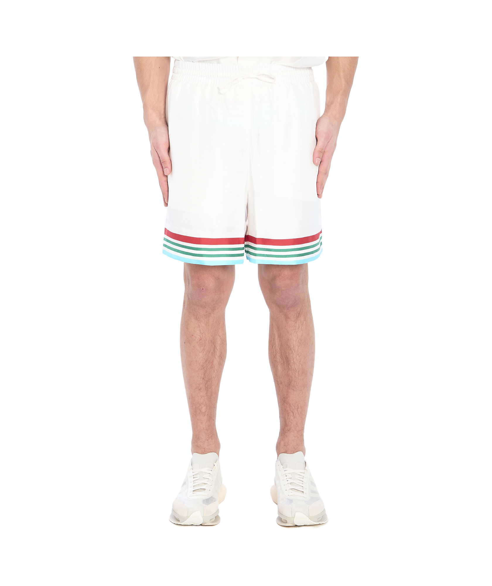 Casablanca Mens Casa Way World Series Relaxed-fit Striped Silk Shorts In White
