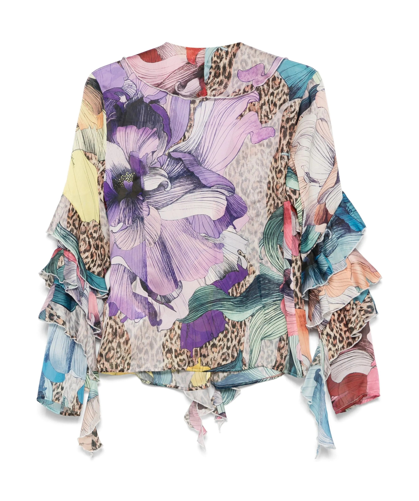Just Cavalli Floral-print Chiffon Shirt In Multi-color
