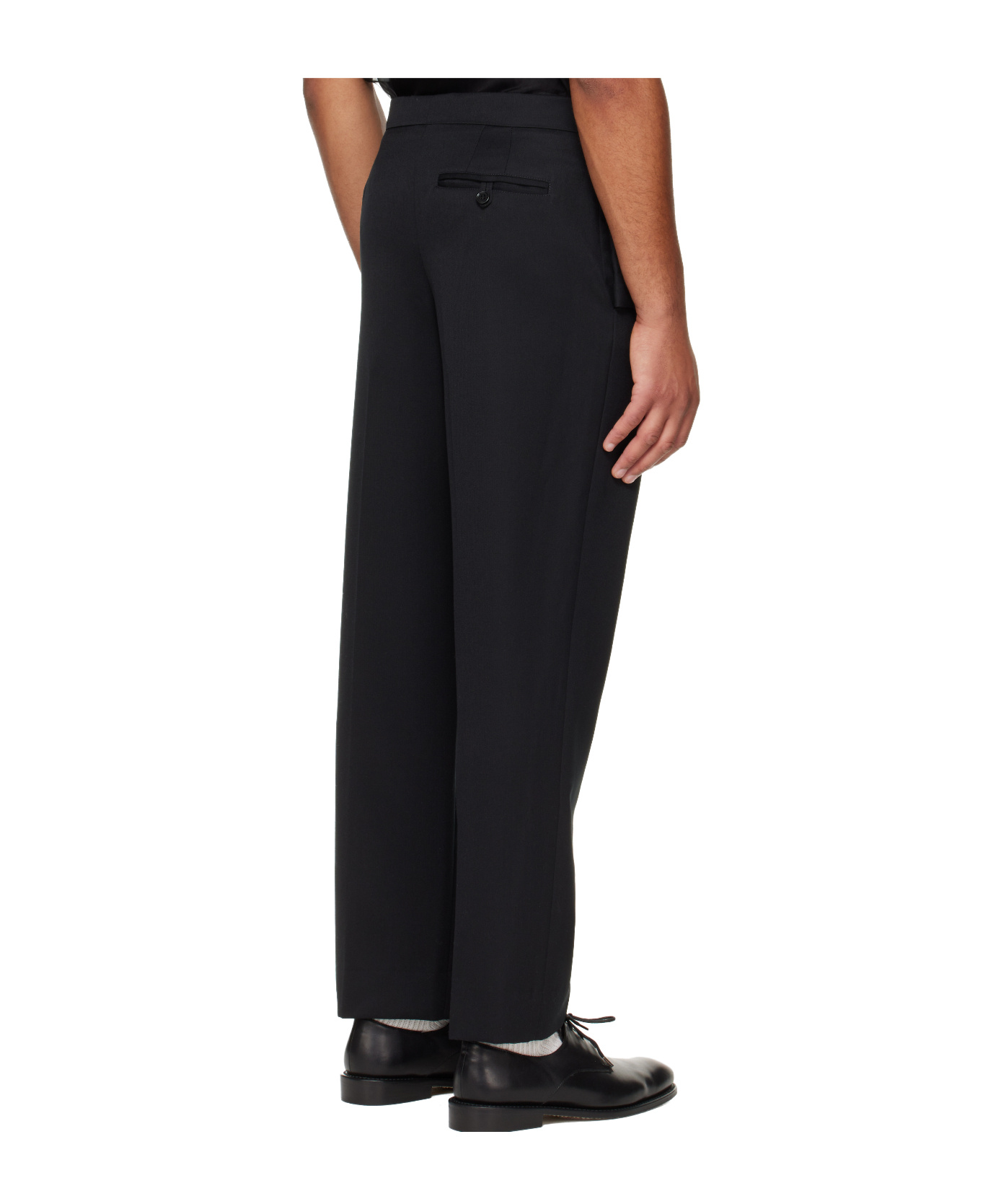 Simone Rocha Bow-tie Belt Straight Leg Casual Pants In Black