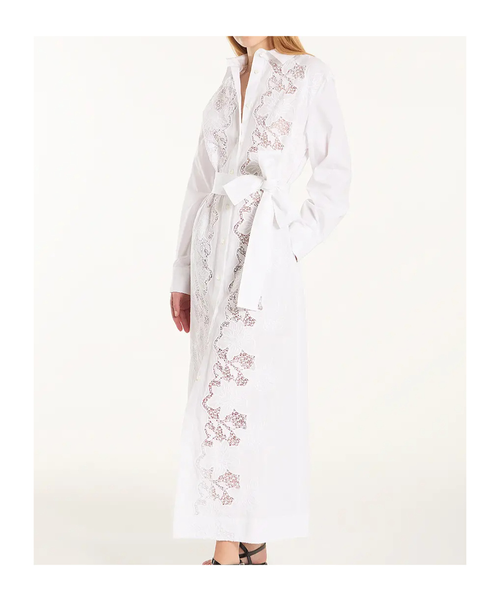P.a.r.o.s.h Floral Embroidered Midi Shirt Dress