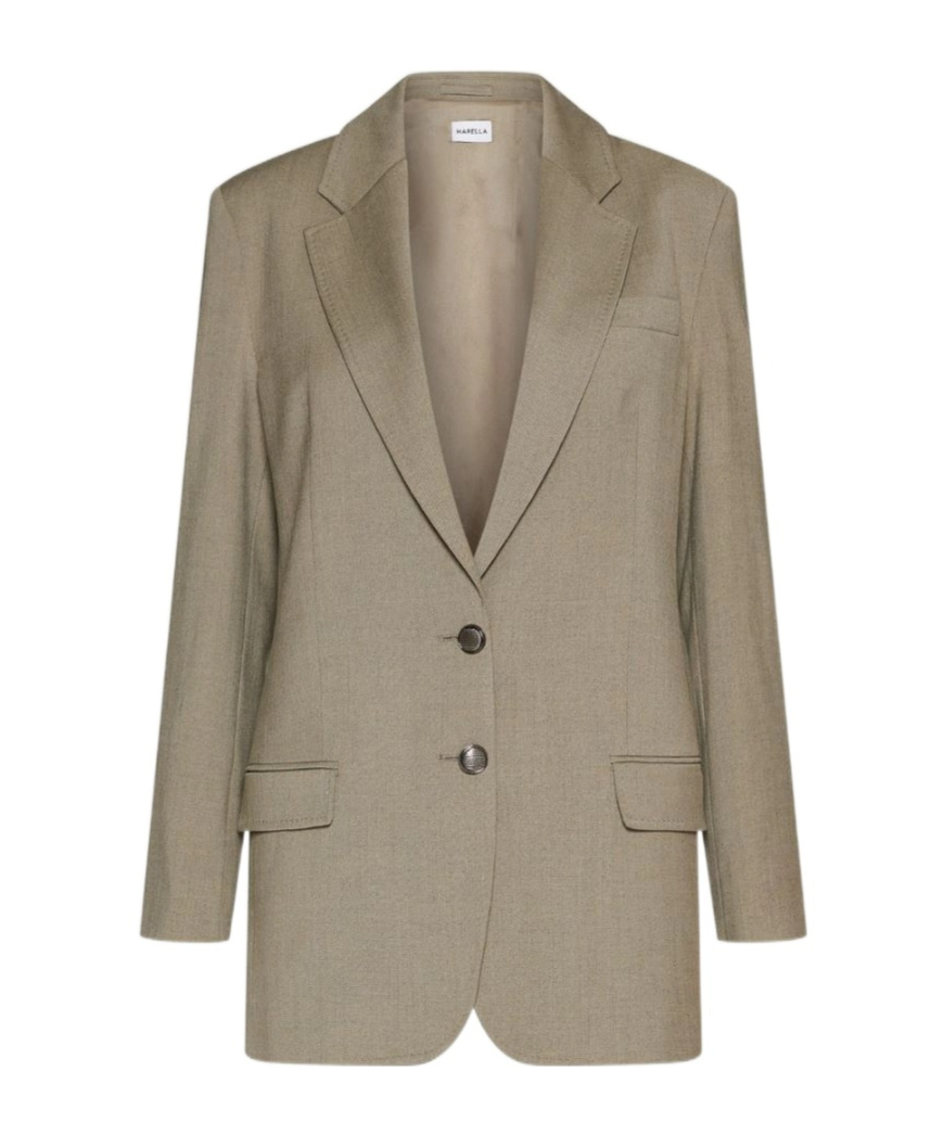 Marella Elegia Two-button Twill Blazer In Neutral