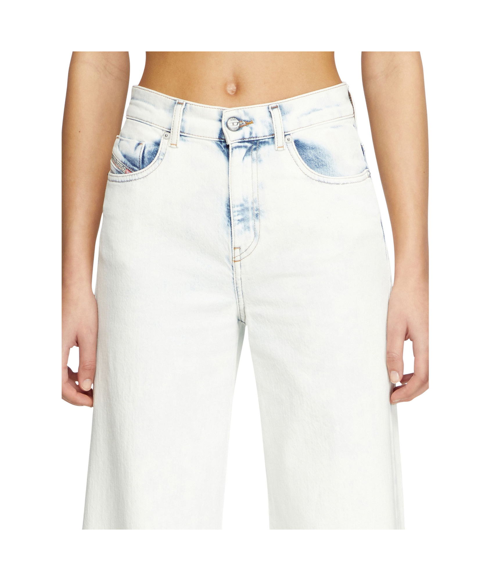Diesel D-akemi L.32 Wide-leg High-waisted Denim Pants In White