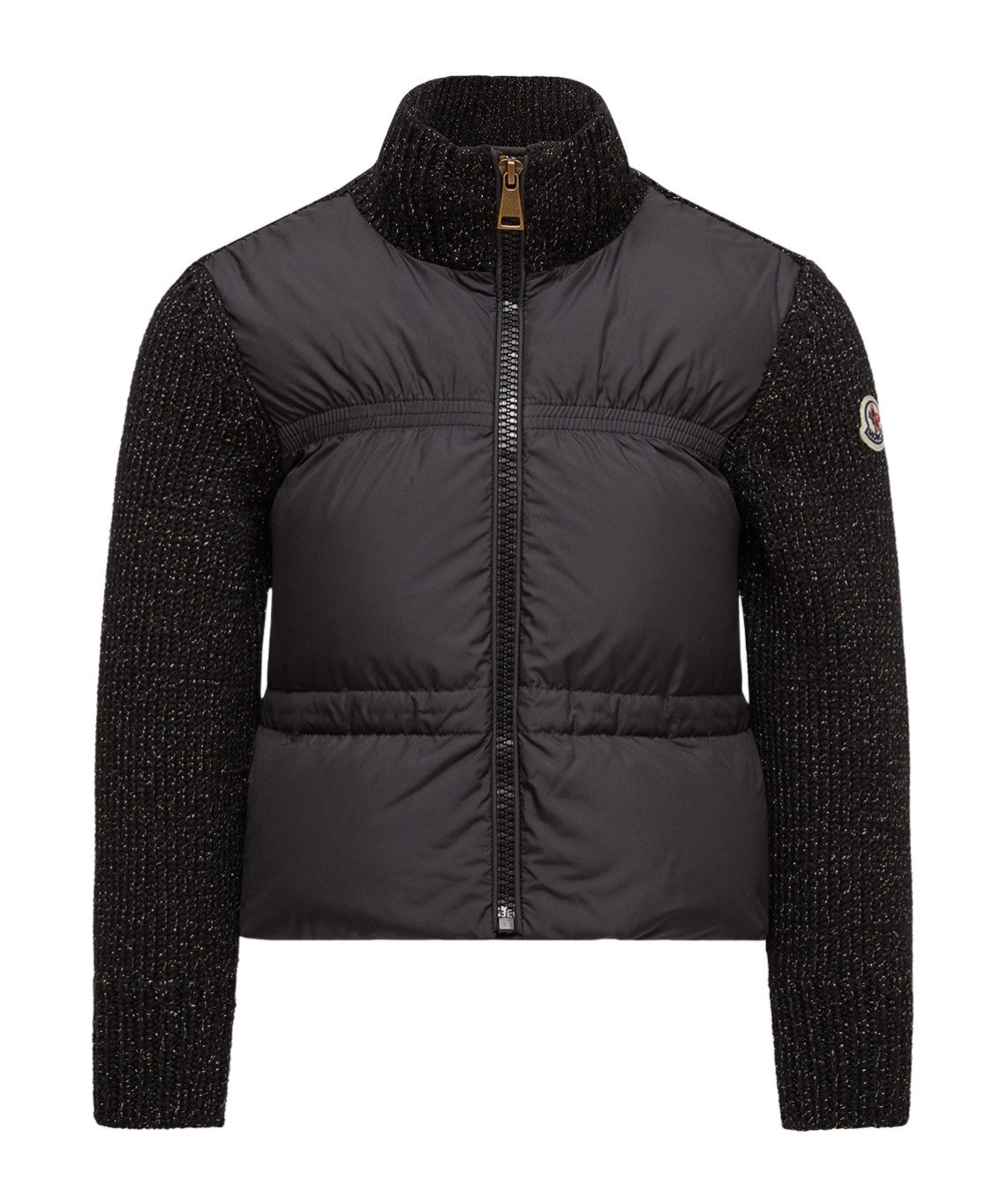 Moncler Padded Metallic Wool Zip-up Cardigan In Black