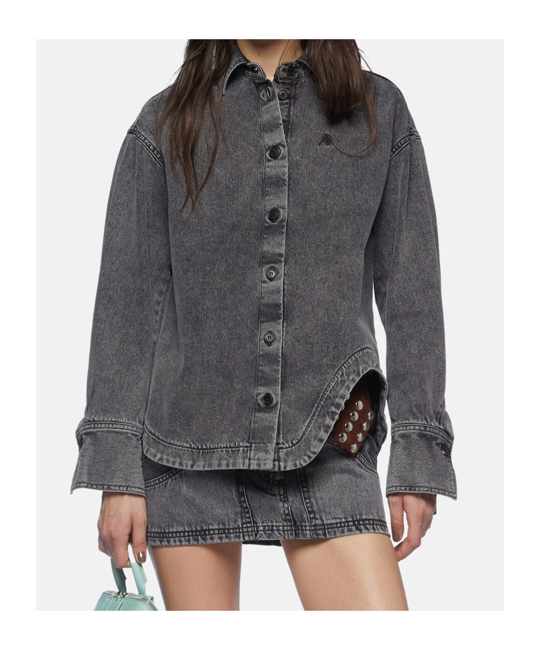 ATTICO THE ATTICO ELIZA SHAPED SPLIT DENIM SHIRT