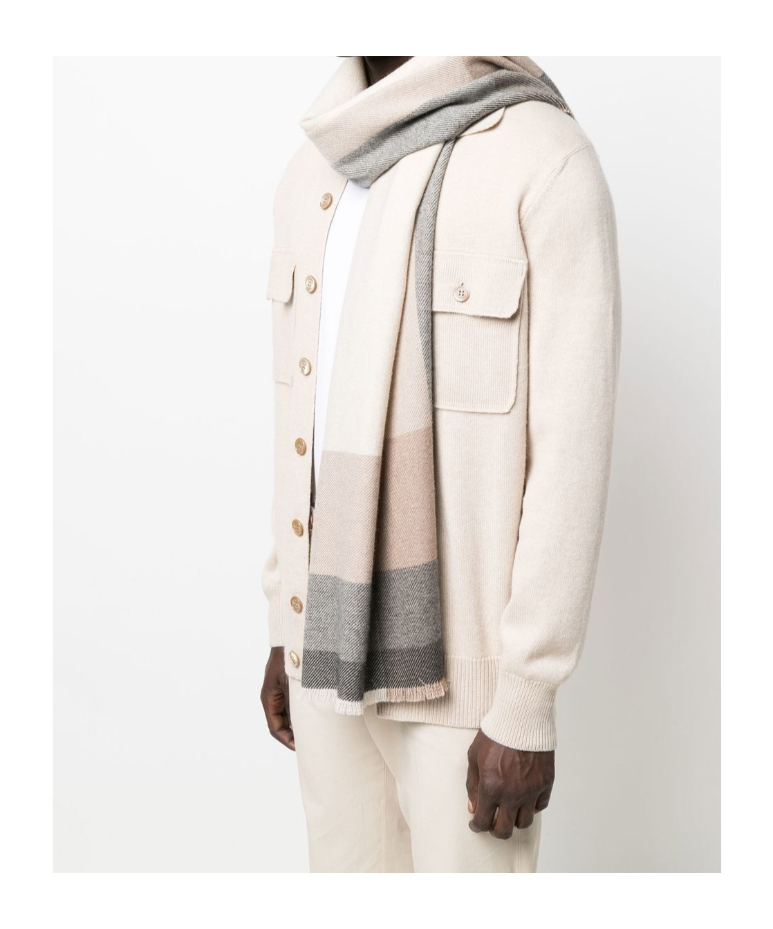 Brunello Cucinelli Men's Wool And Cashmere Scarf In Neutral
