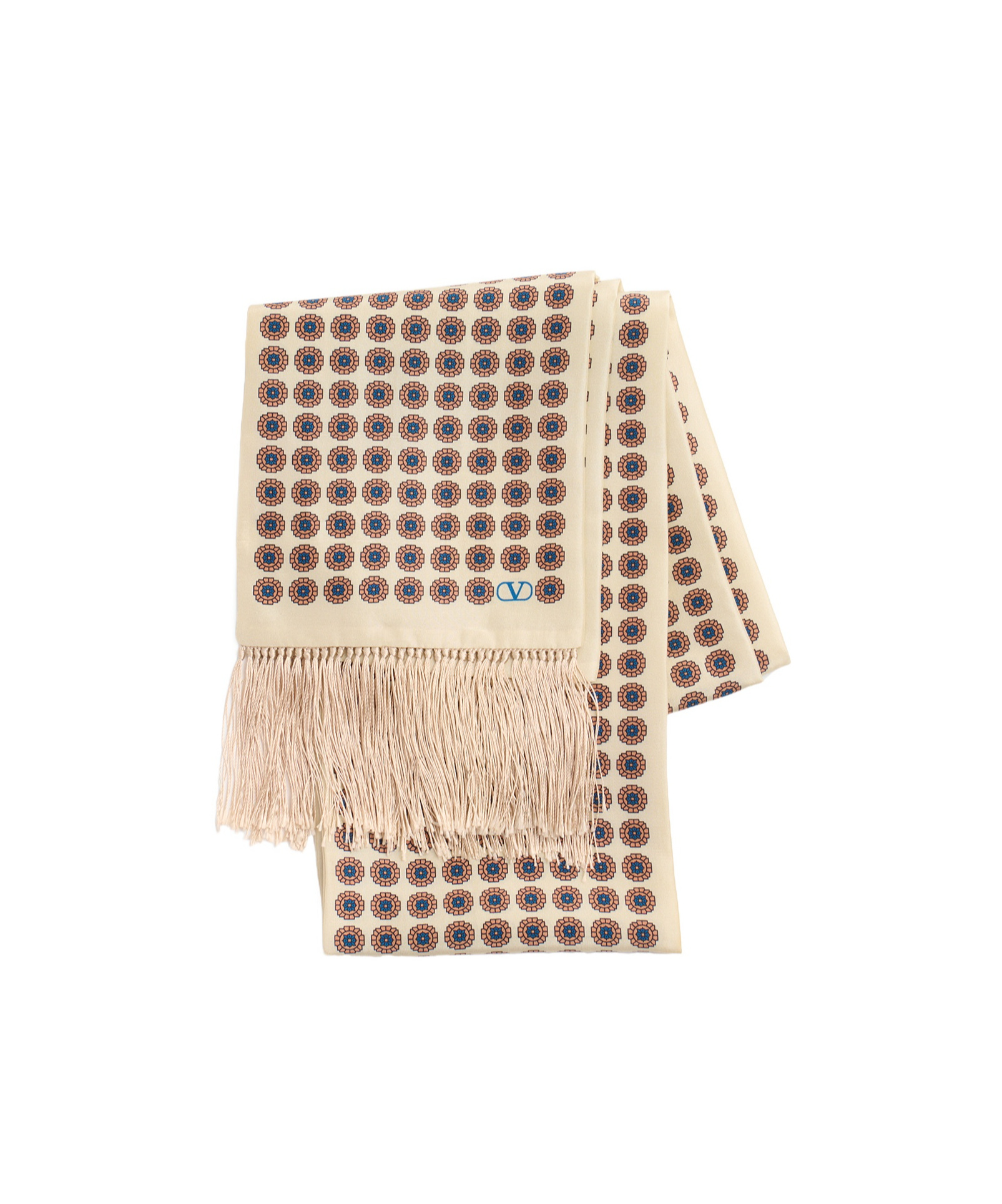 Valentino Garavani Chamber Silk Bandeau Scarf With Fringe In Nude