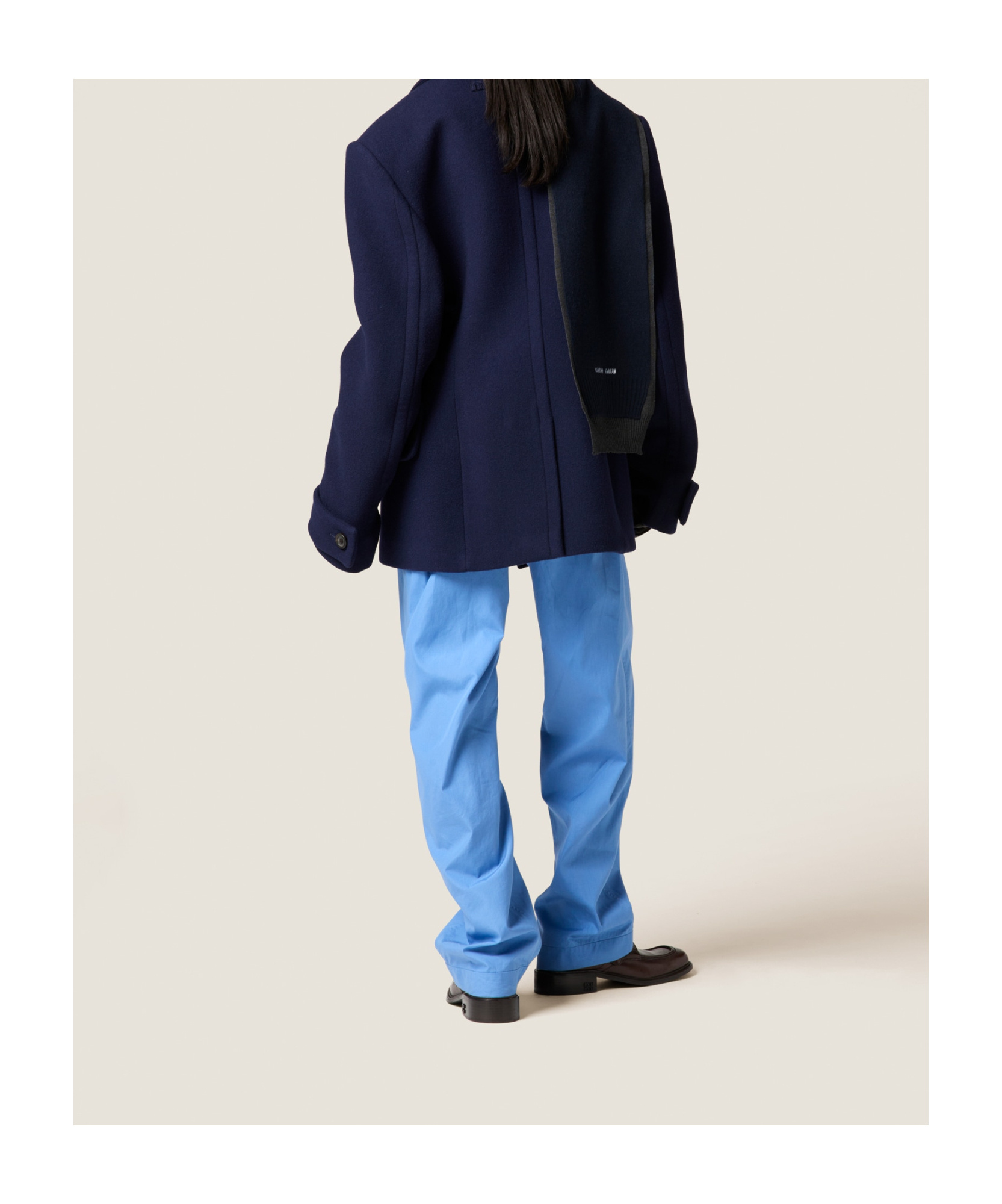 Miu Miu Double-breasted Double Wool Coat In Black