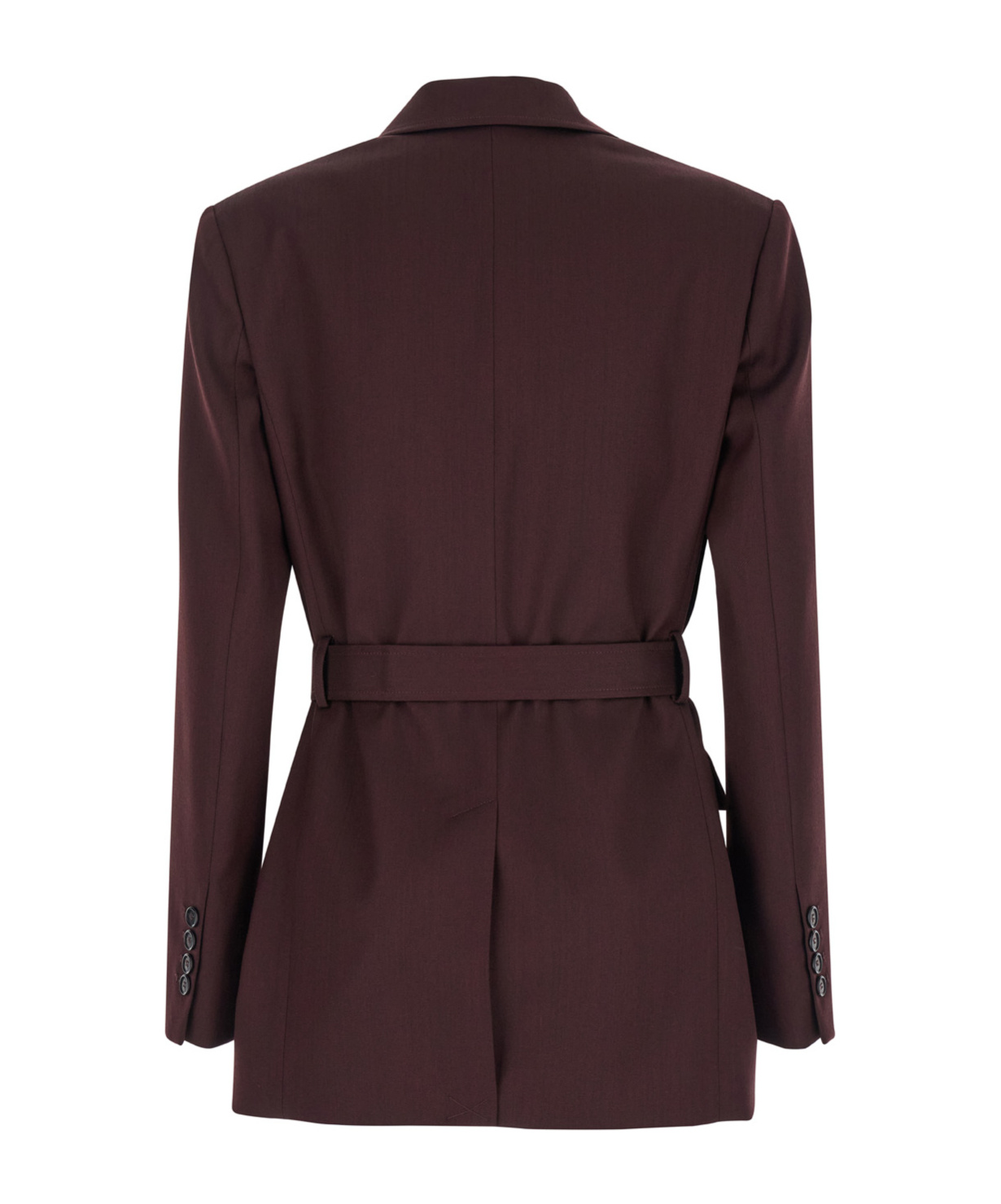 Pinko 'cortez' Bordeaux Jacket With Notched Revers And Removable Hood In Wool Blend Woman In Red