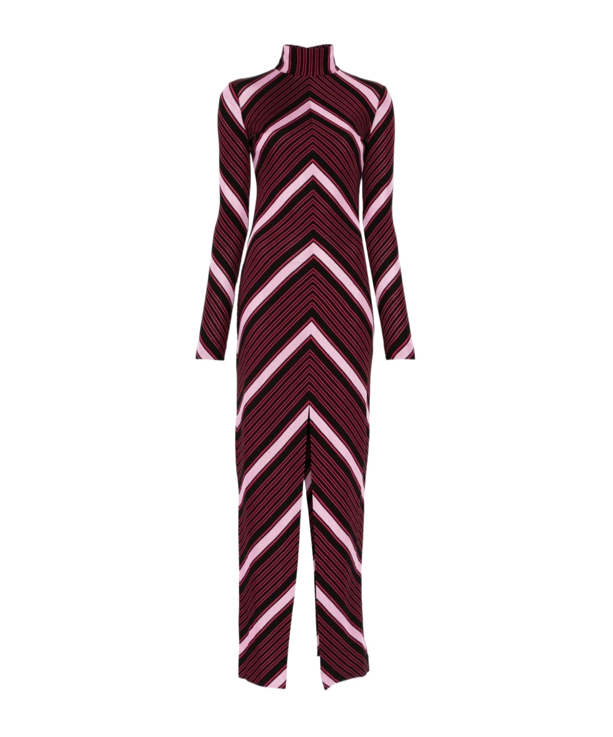 Missoni High Collar Long Sleeve Dress In Red