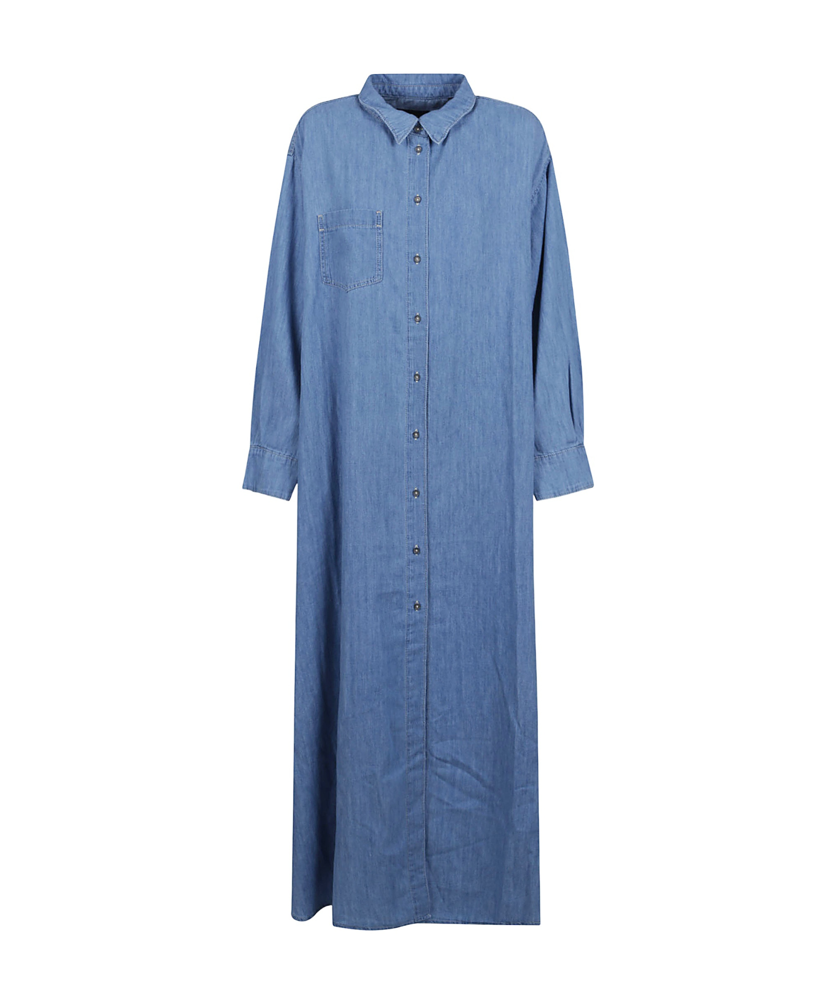 7 For All Mankind Long Denim Shirt Dress In Blue