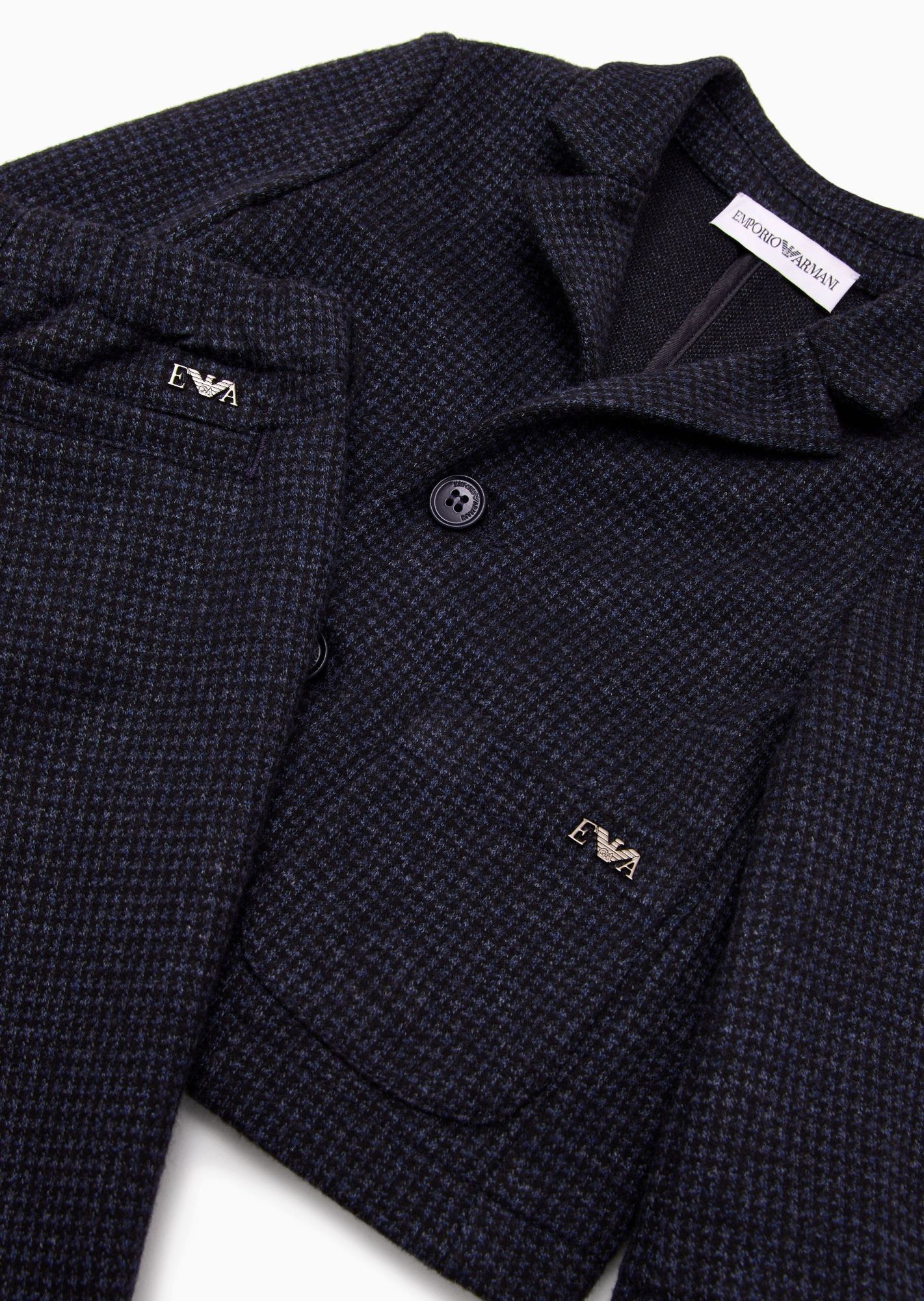 Emporio Armani Houndstooth-pattern Trouser Set In Black