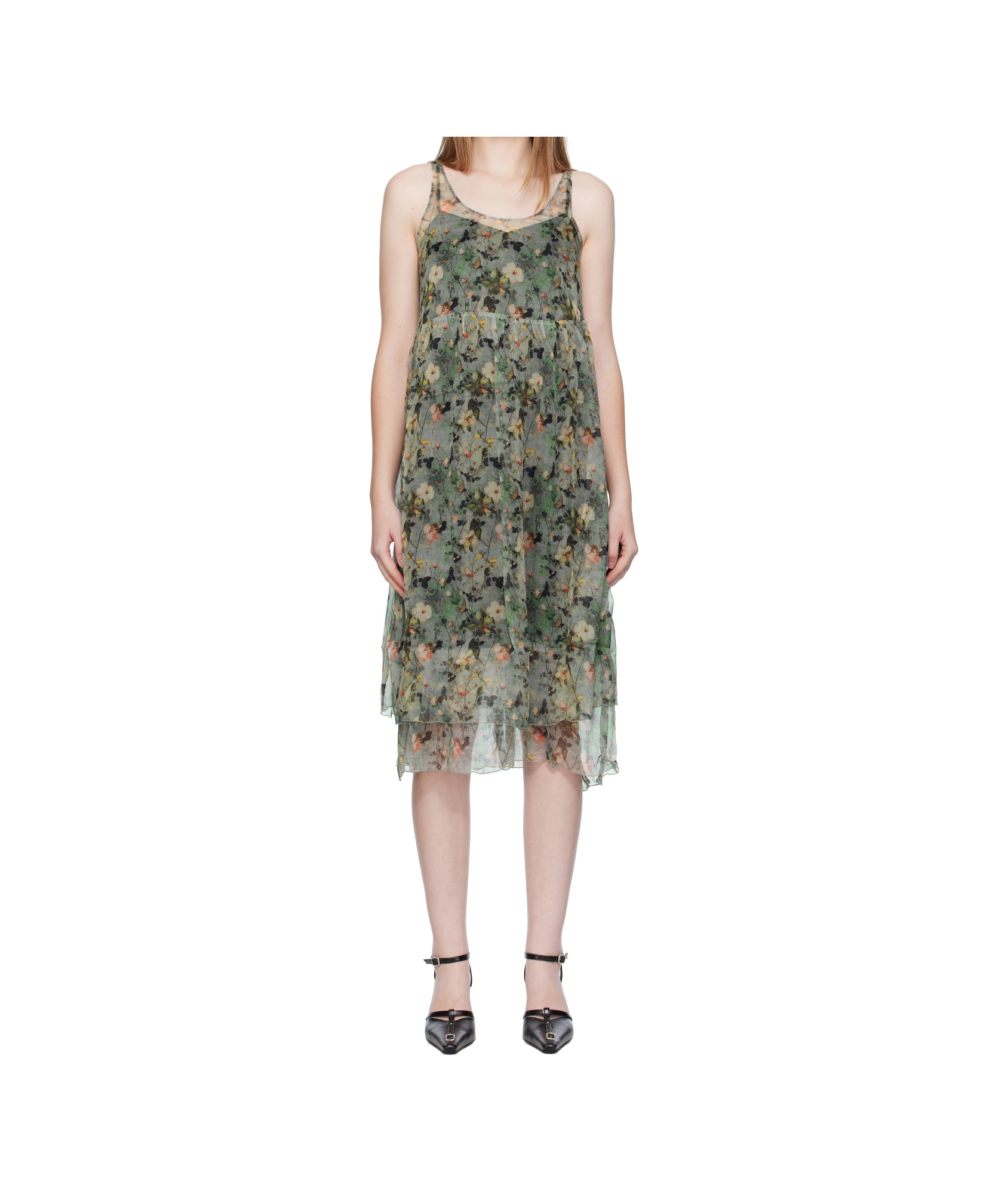 R13 Gathered Tank Dress In Green