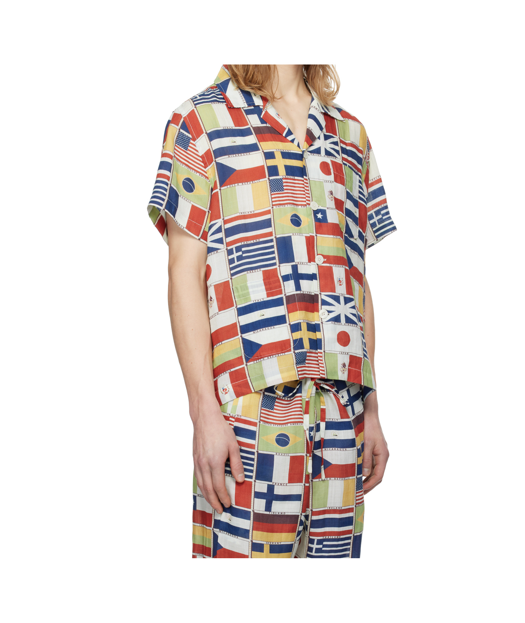Bode International Camp-collar Printed Linen Shirt In Multicolor