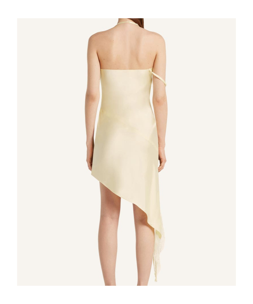 Courrèges Asymmetrical Satin Dress In Yellow