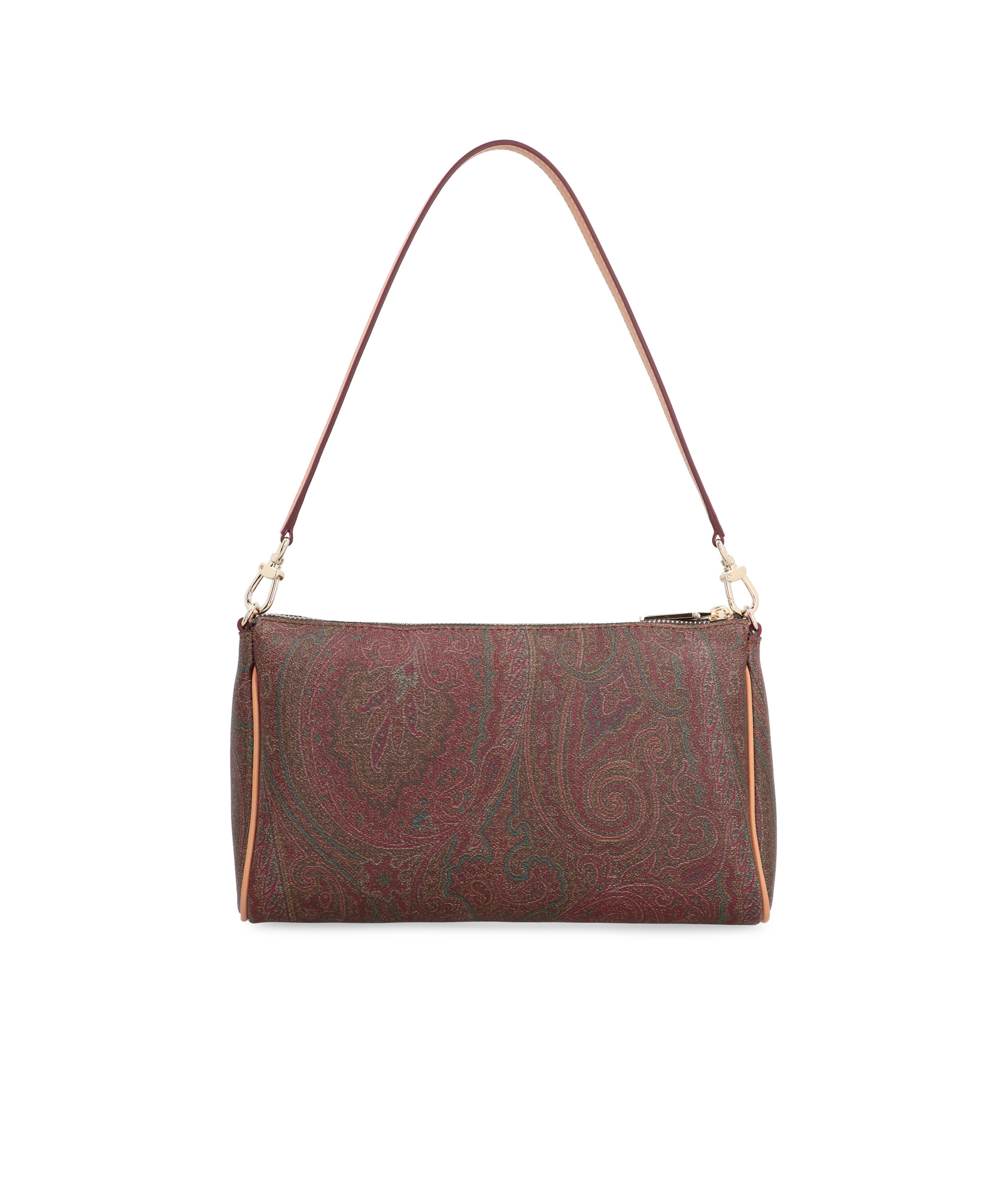 Etro Mini Paisley Contrast-trim Clutch Bag In Brown