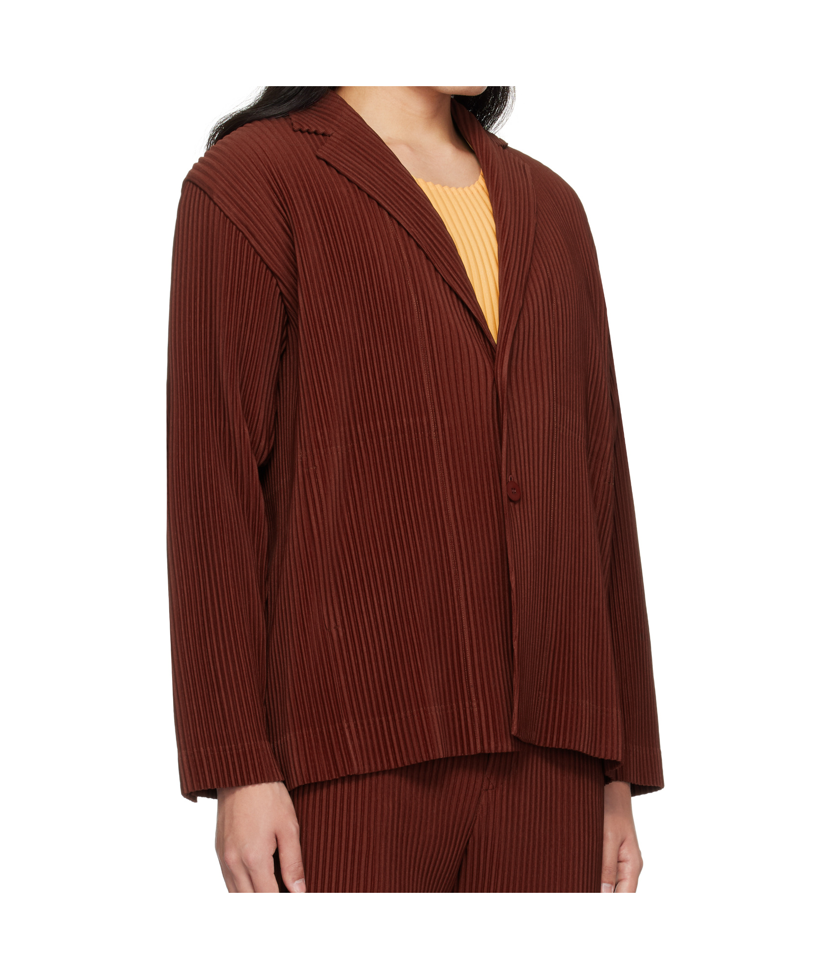 ISSEY MIYAKE RED TAILORED PLEATS 2 BLAZER