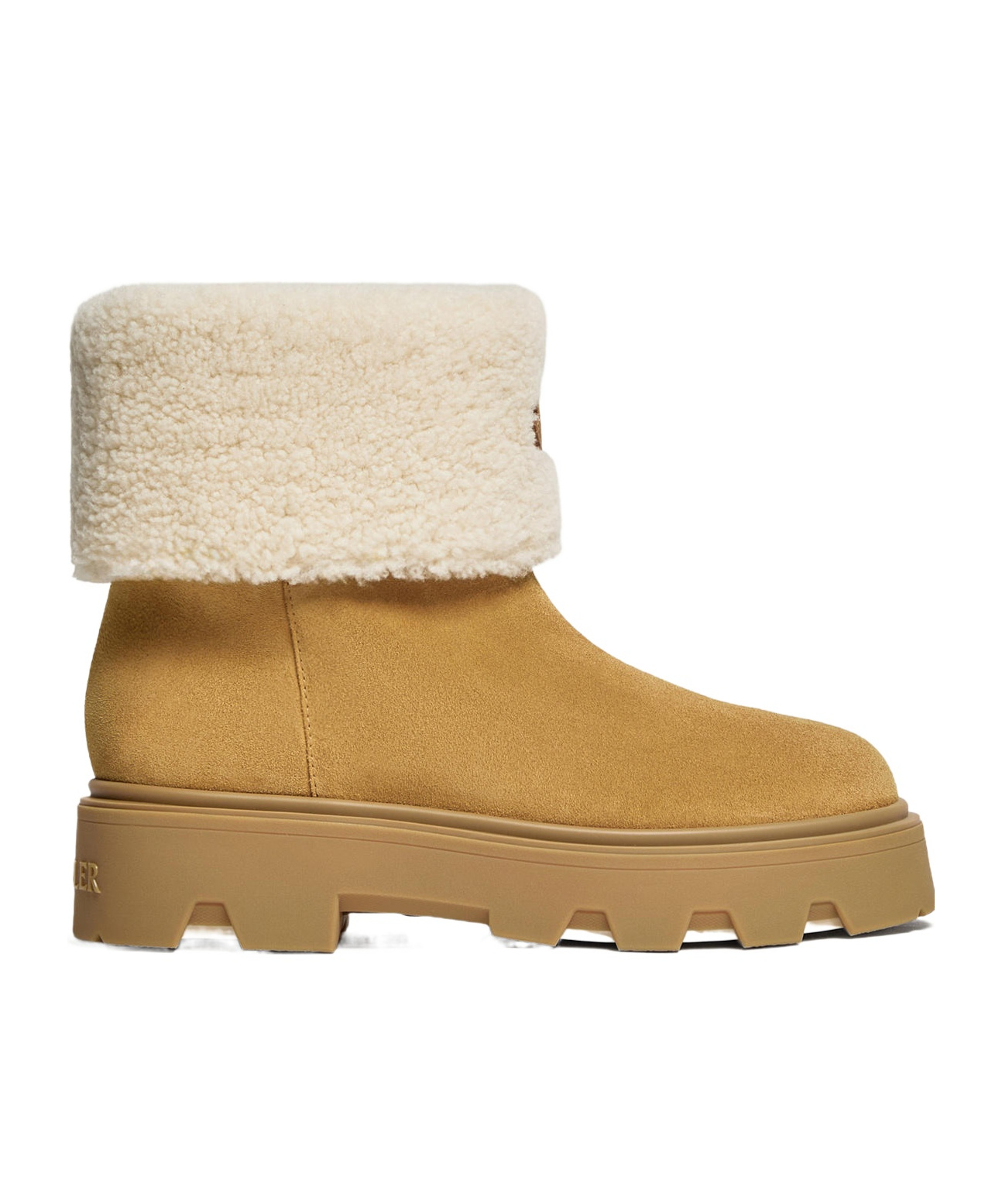 Moncler Petit Aurea Mid Suede Boots In Brown